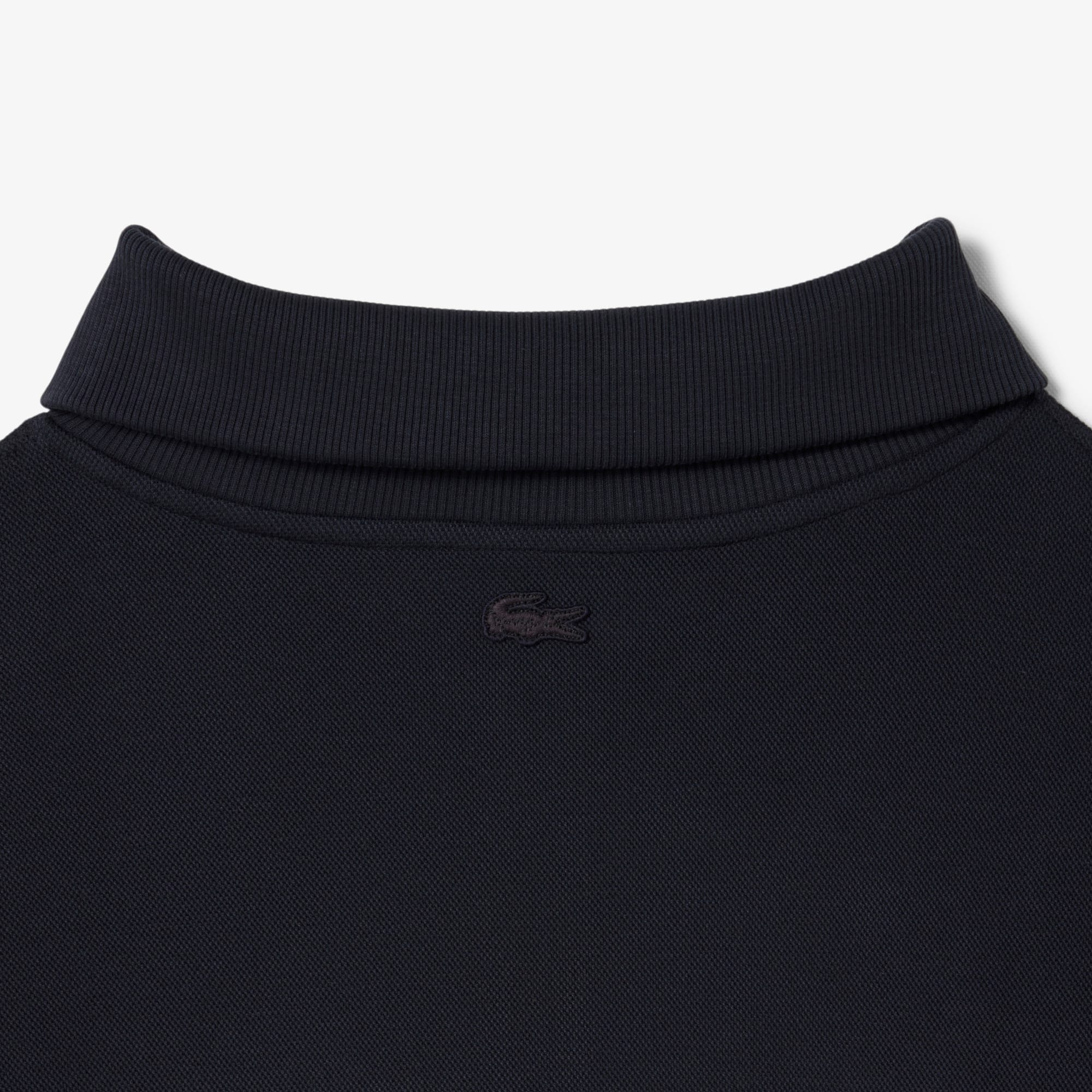 Loose Fit Zipped Neck Piqué Sweatshirt - Black