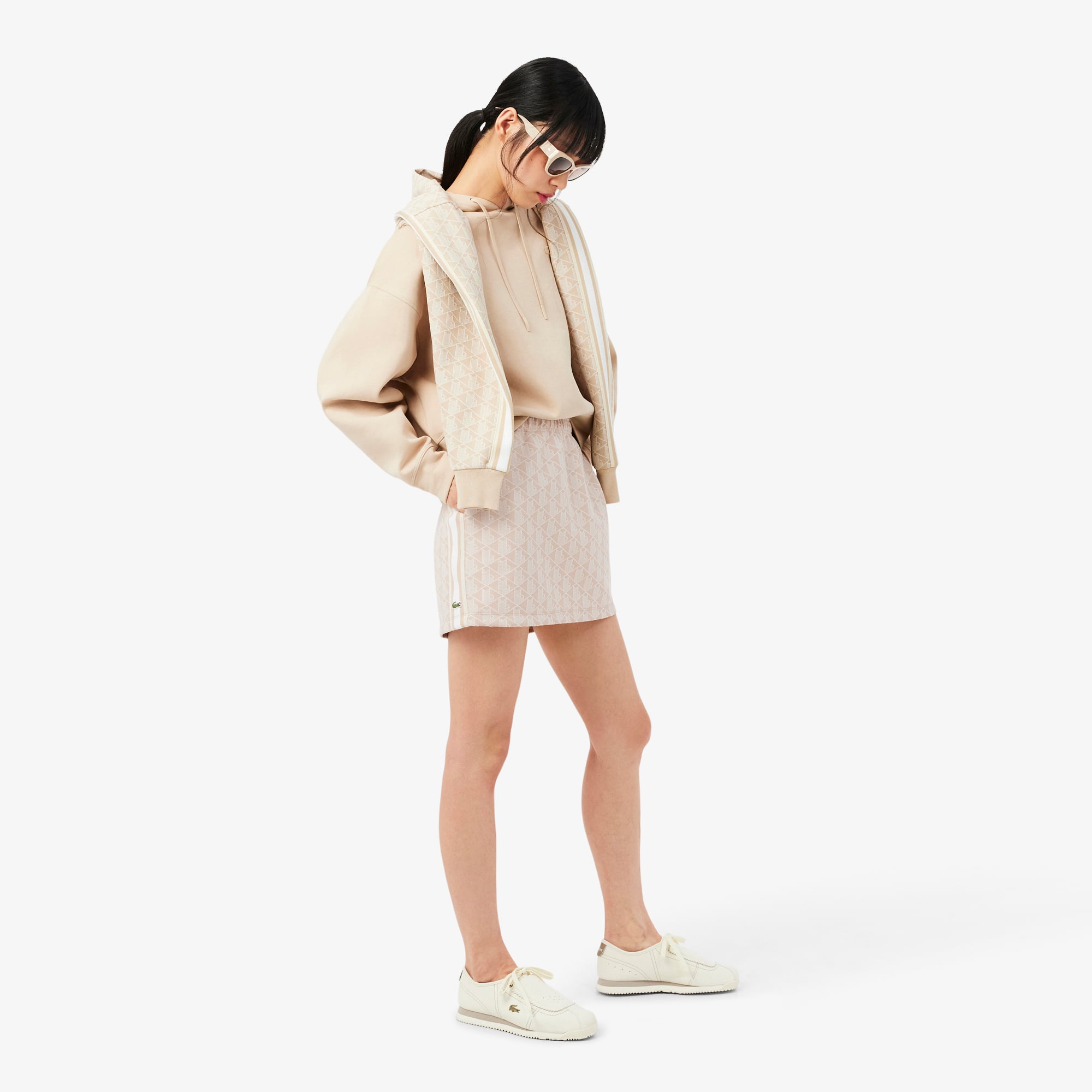 Monogram Skirt - Beige / Blanc