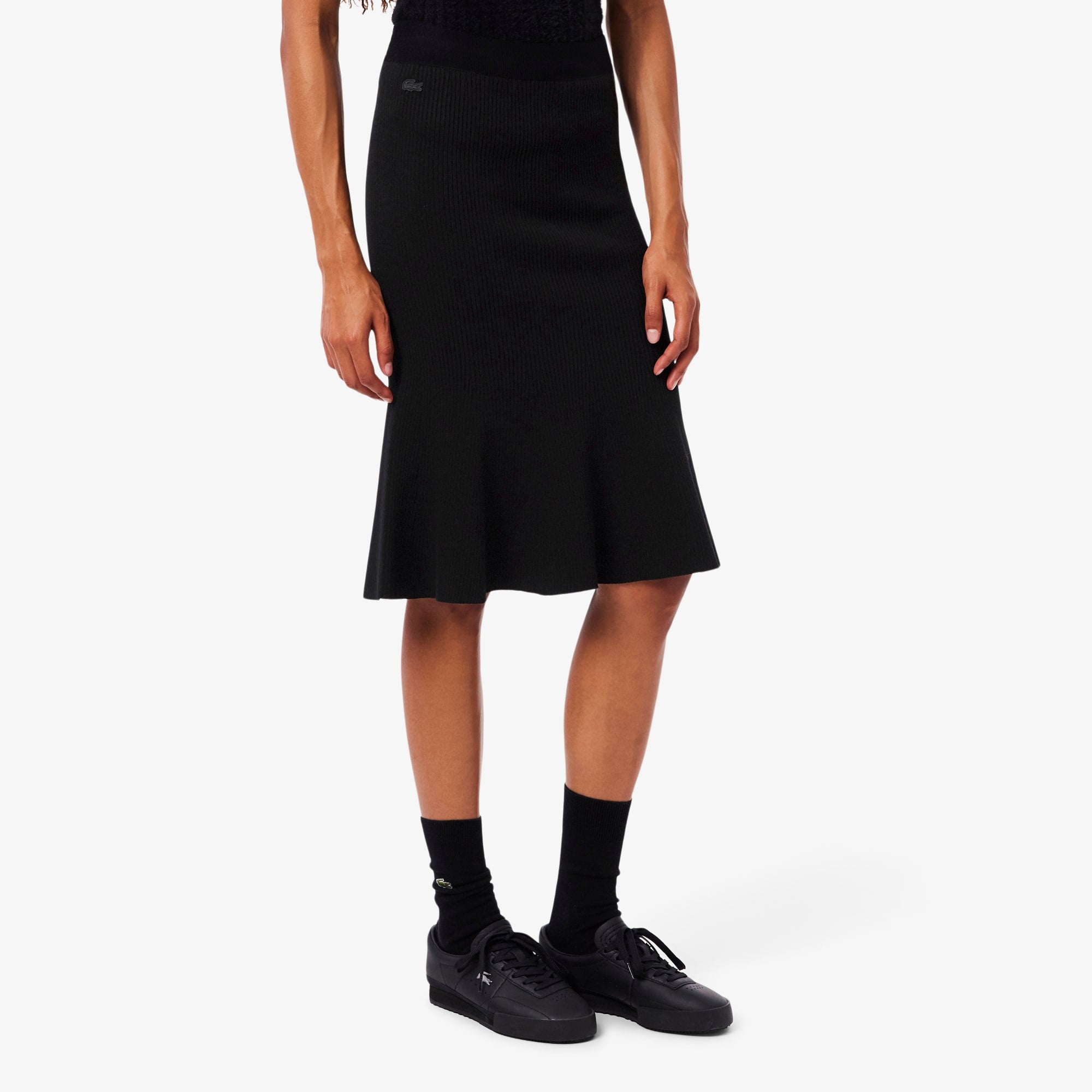 Women's 3D Ribbed Midi Skirt - Black