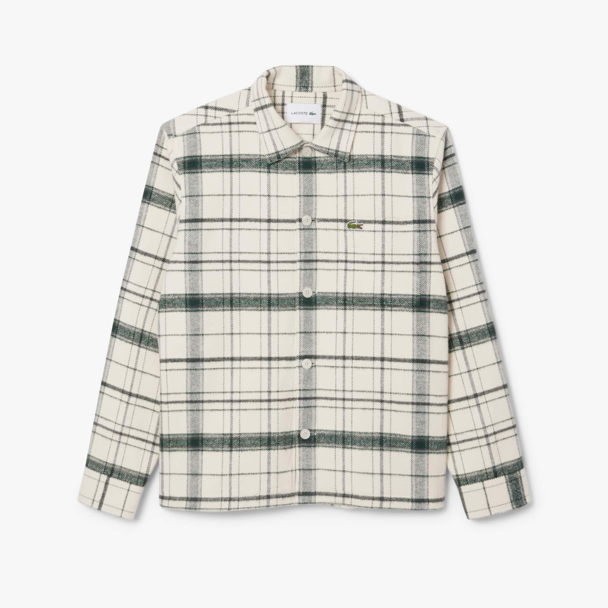 Men's Cotton Plaid Overshirt - White / Green / Grey Chine