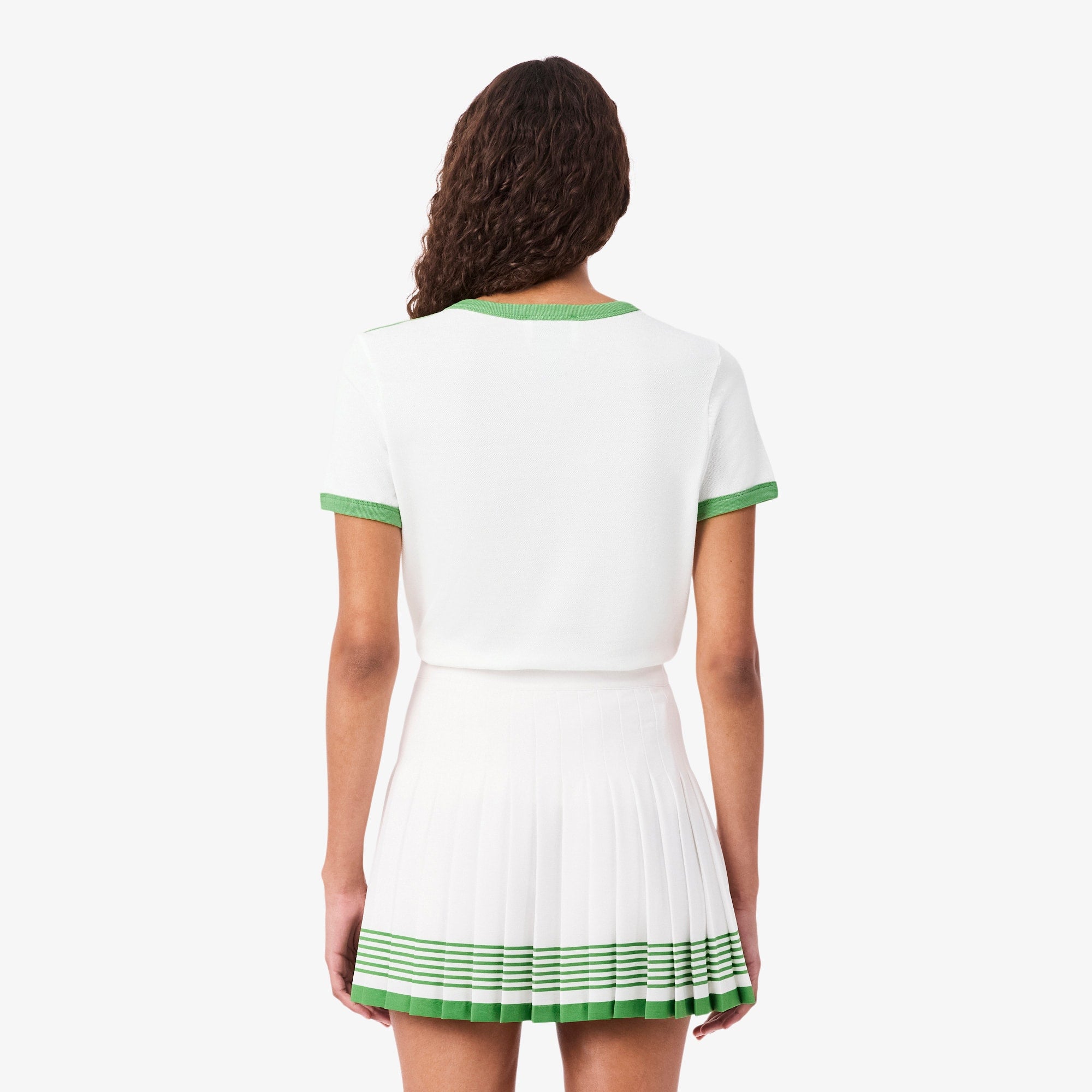 Cotton Petit Piqué T-Shirt - Blanc / Vert