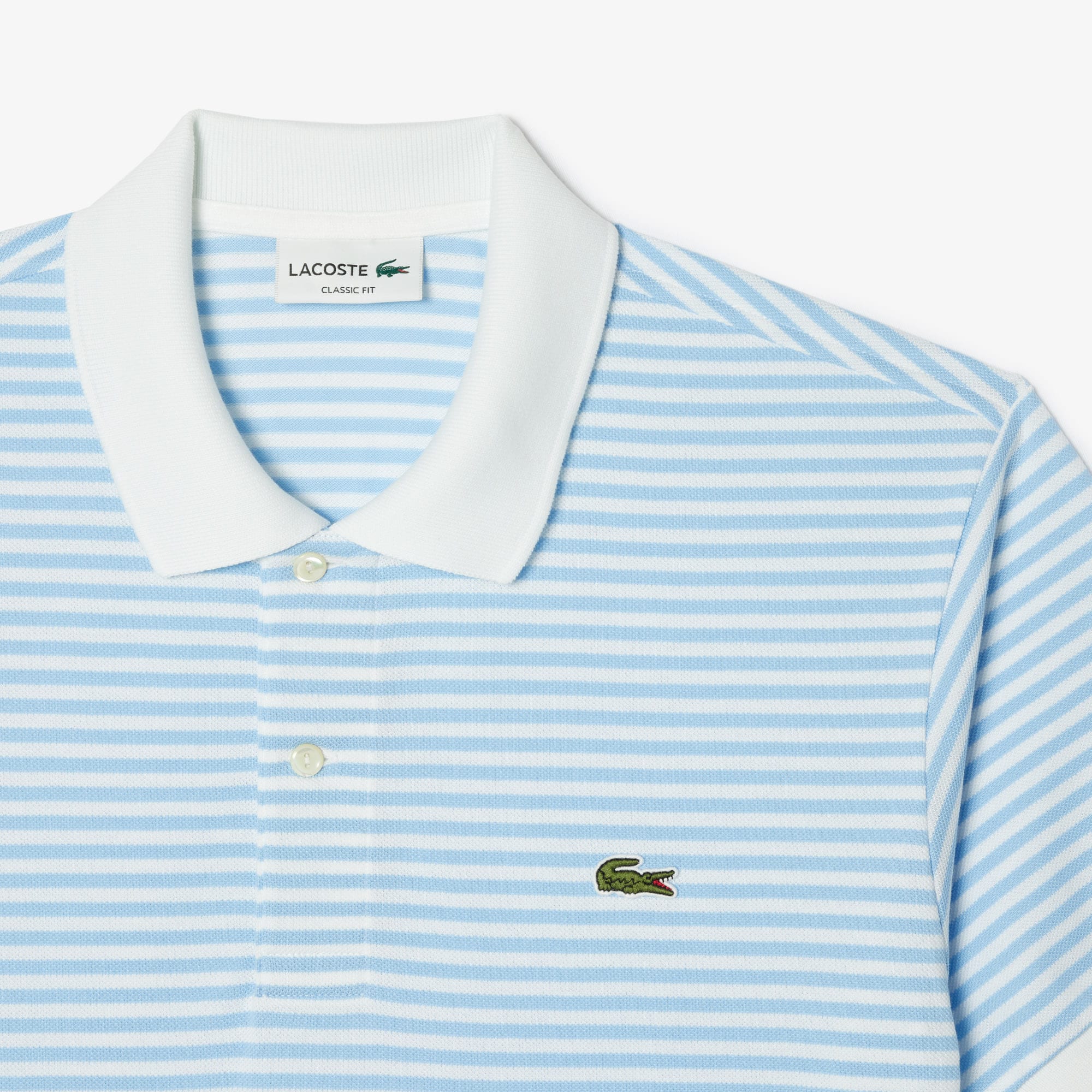 Men's Classic Fit Striped Petit Piqué Polo - White / Blue