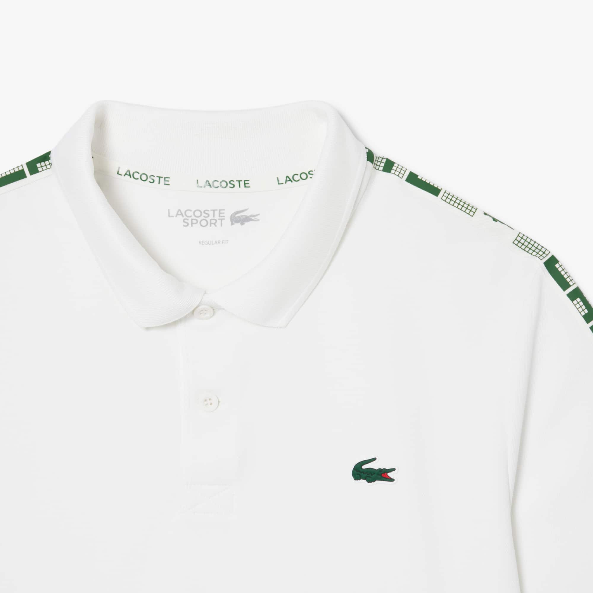 Men's Ultra Dry Branded Stripe Tennis Polo - White