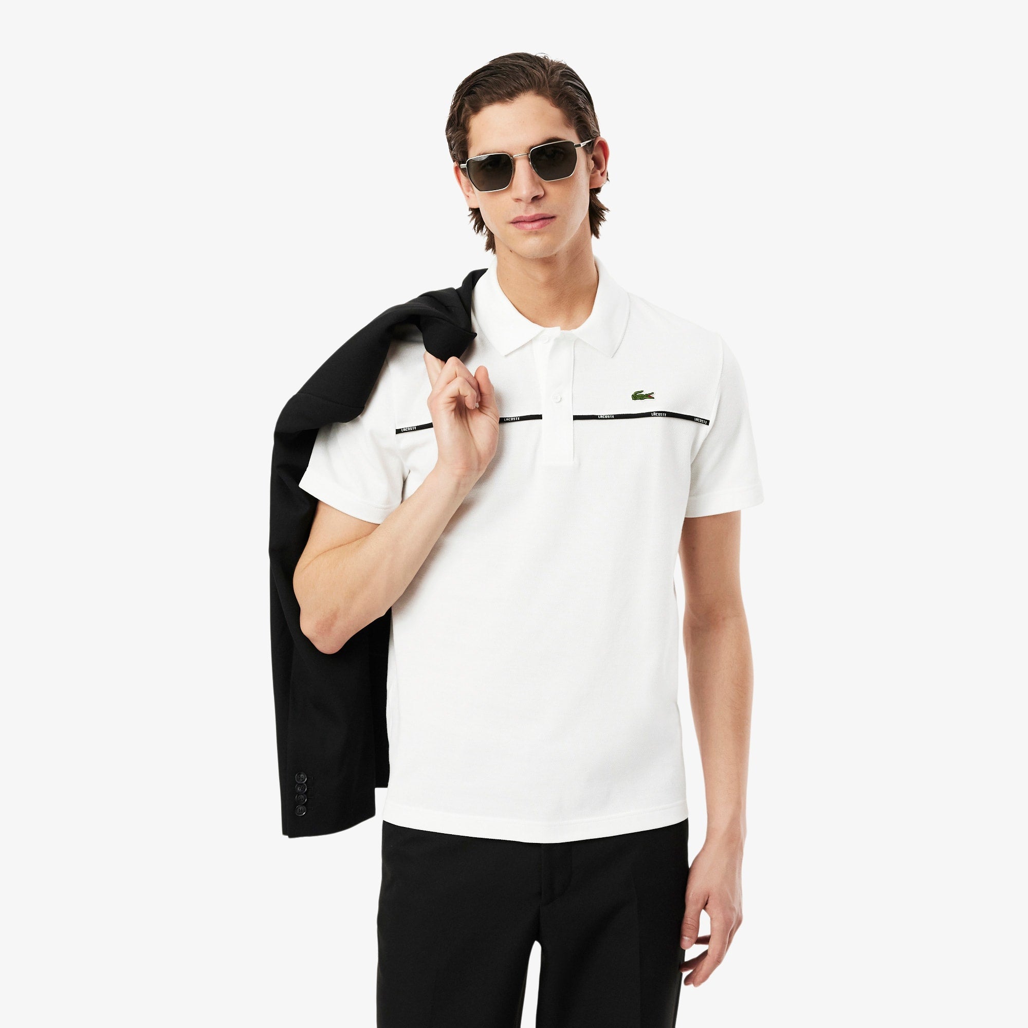 Men's Regular Fit Logo Trim Polo - White