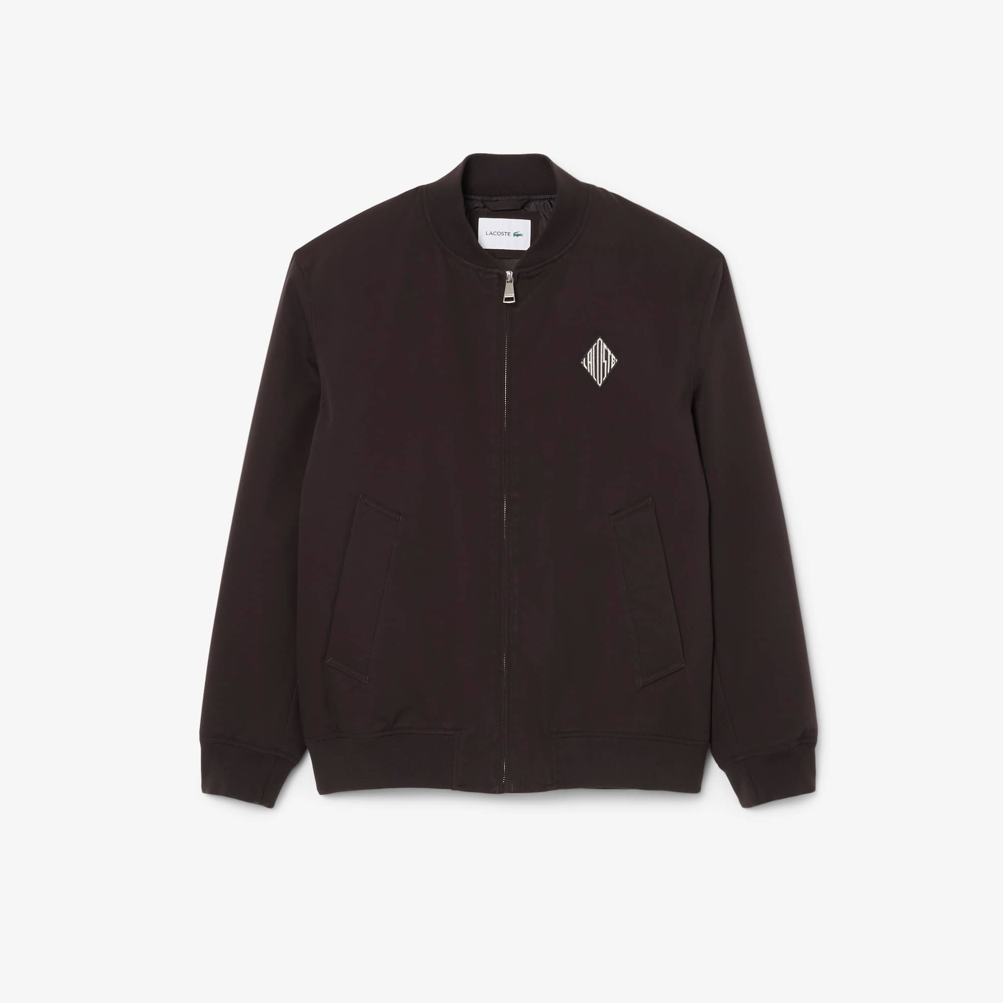 Retro Badge Water-Repellent Bomber Jacket - Brown