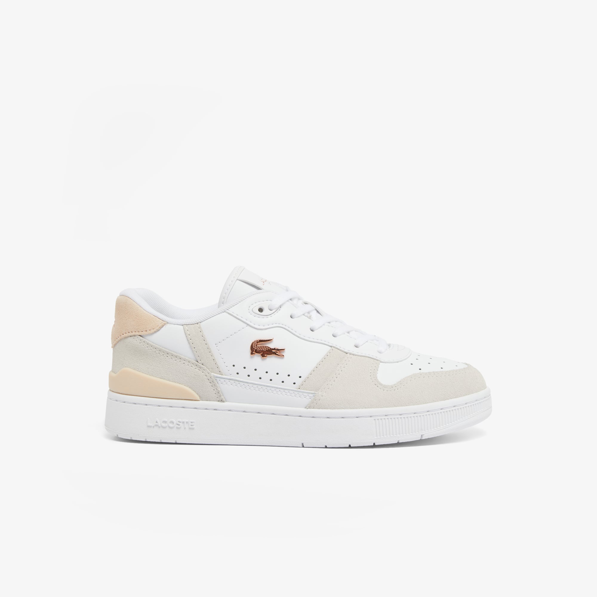Women's T-Clip Set Leather Sneakers - WHT/LT PINK