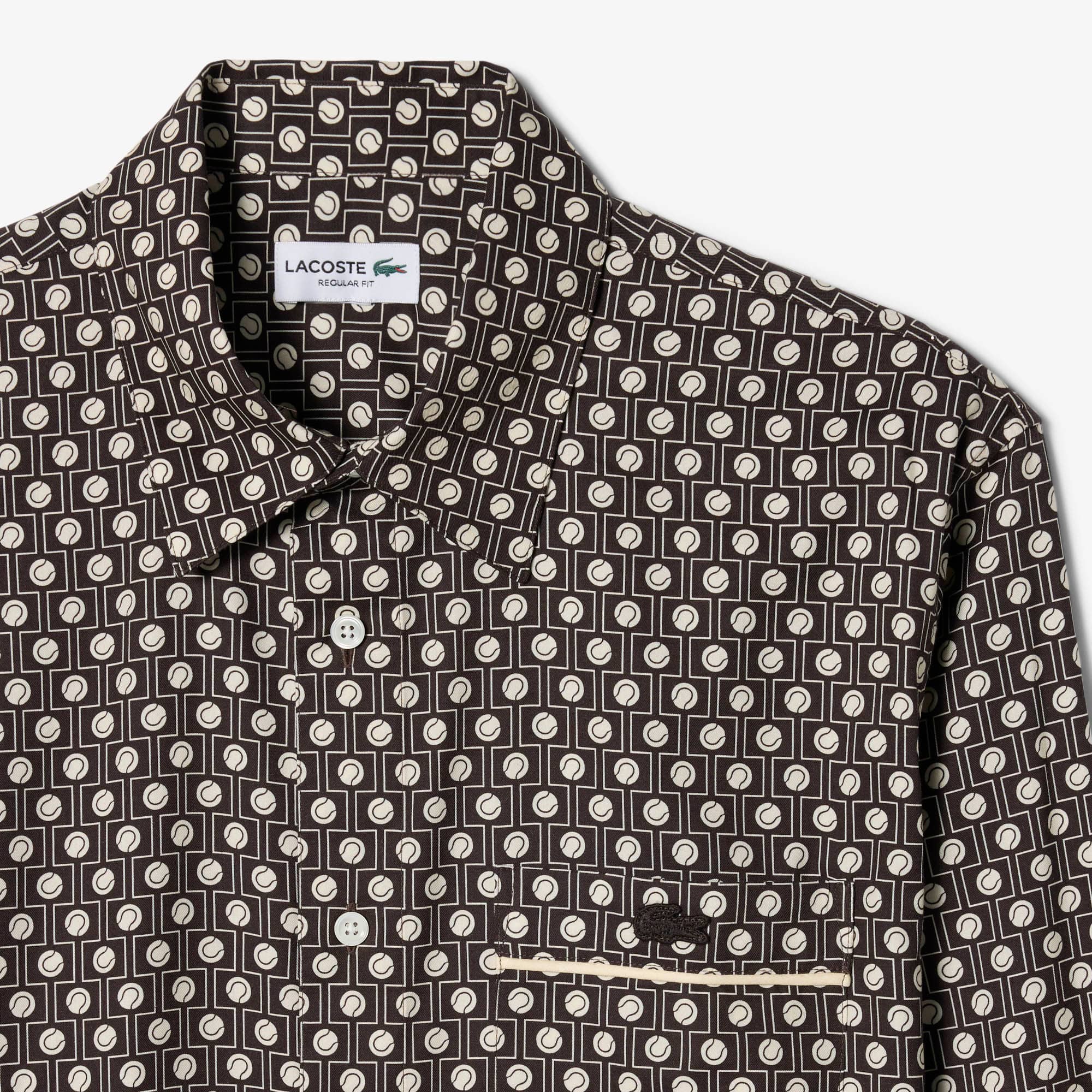 Regular Fit Printed Cotton Shirt - Marron / Beige