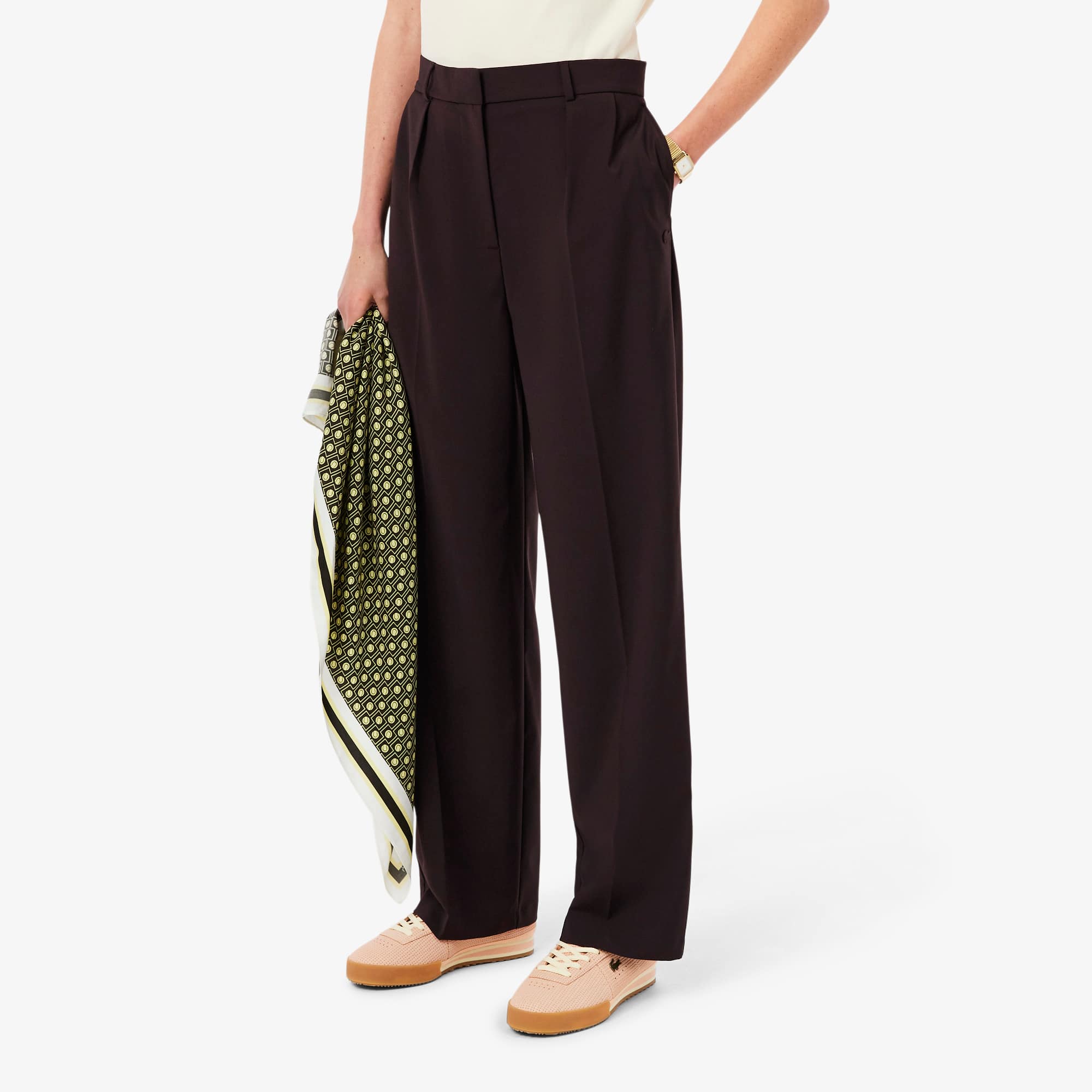Oversized Wool Blend Pants - Brown