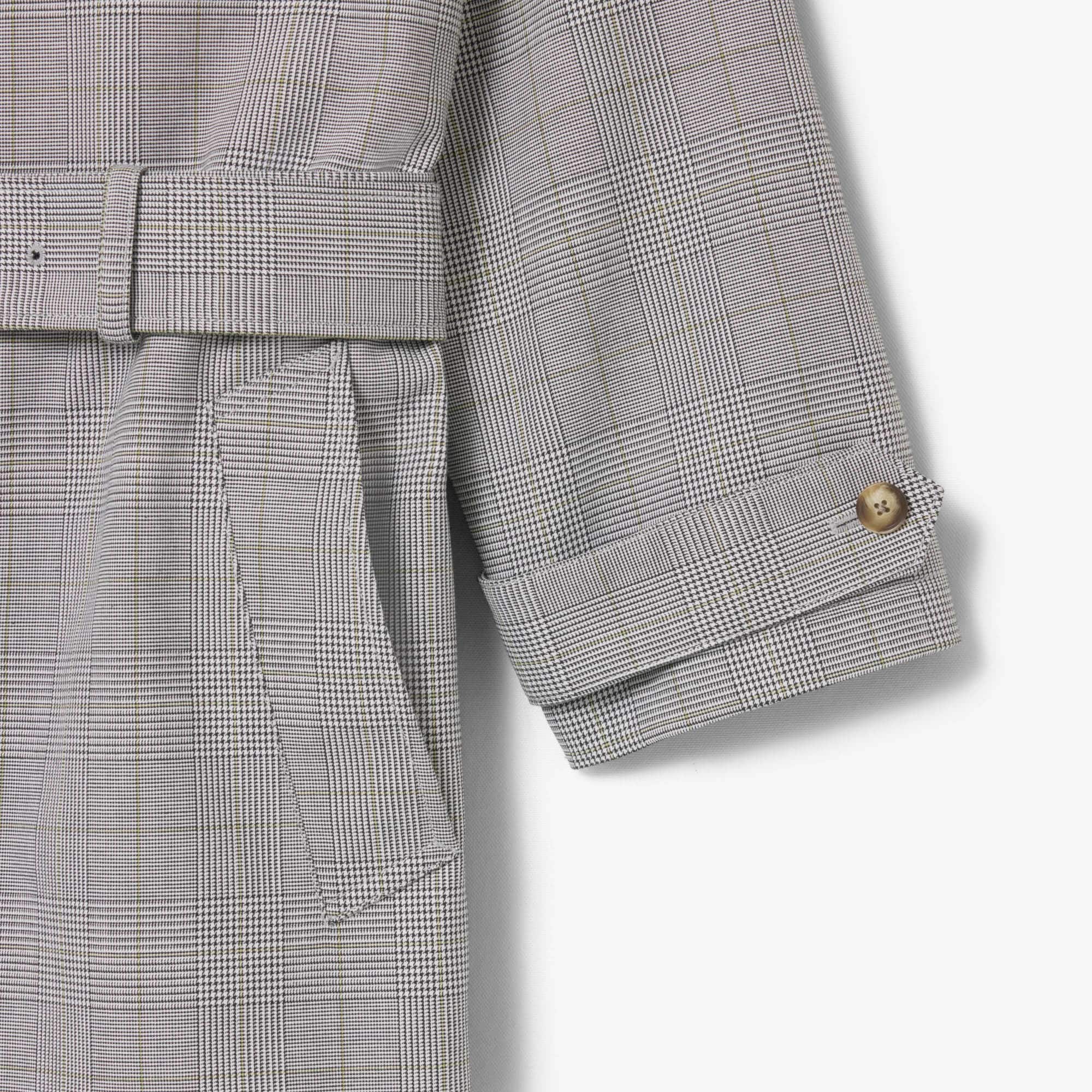 Men's Water-Repellent Plaid Trench Coat - White / Black / Green