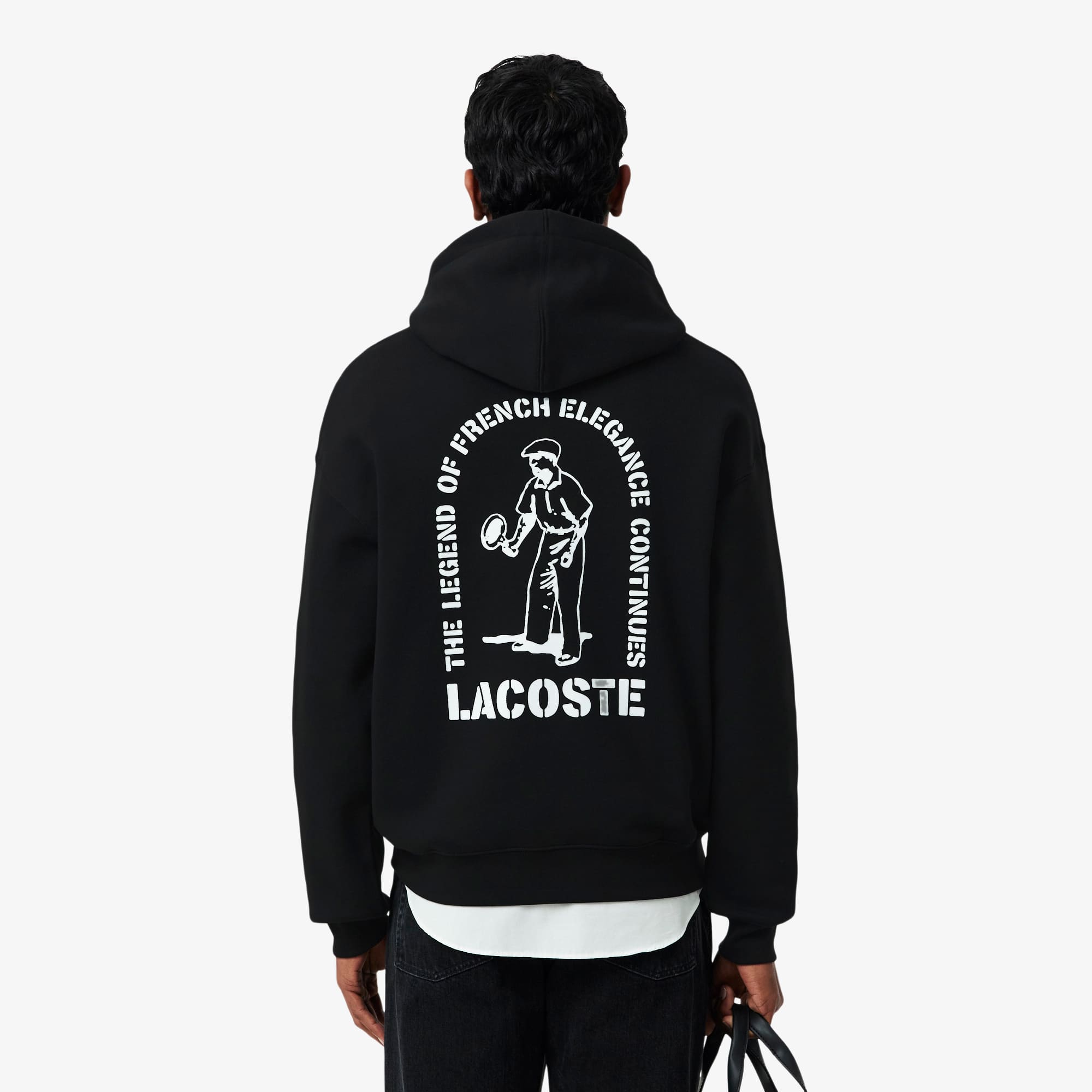 Loose Fit Printed Hoodie - Black