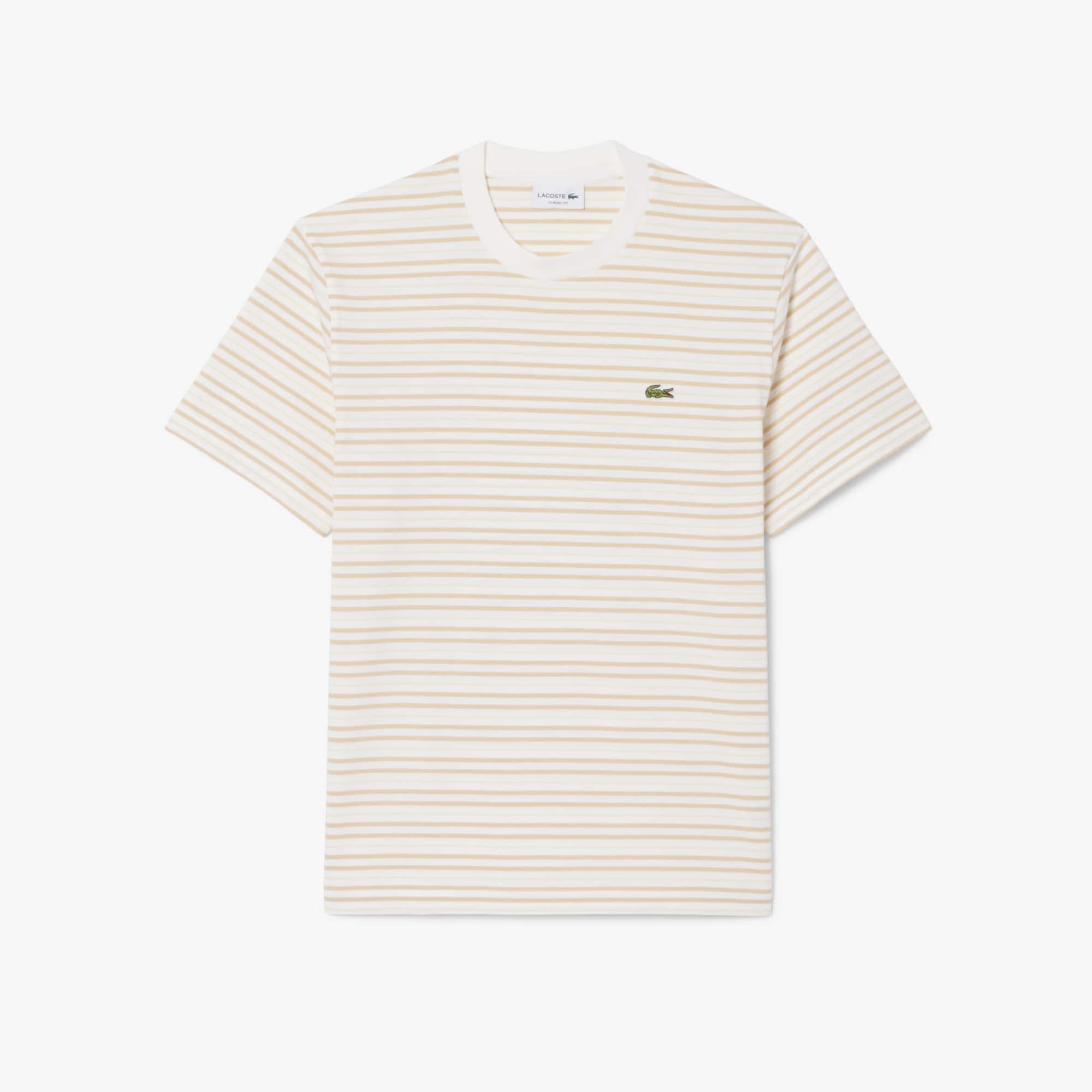 Striped Cotton T-Shirt - Beige / Blanc