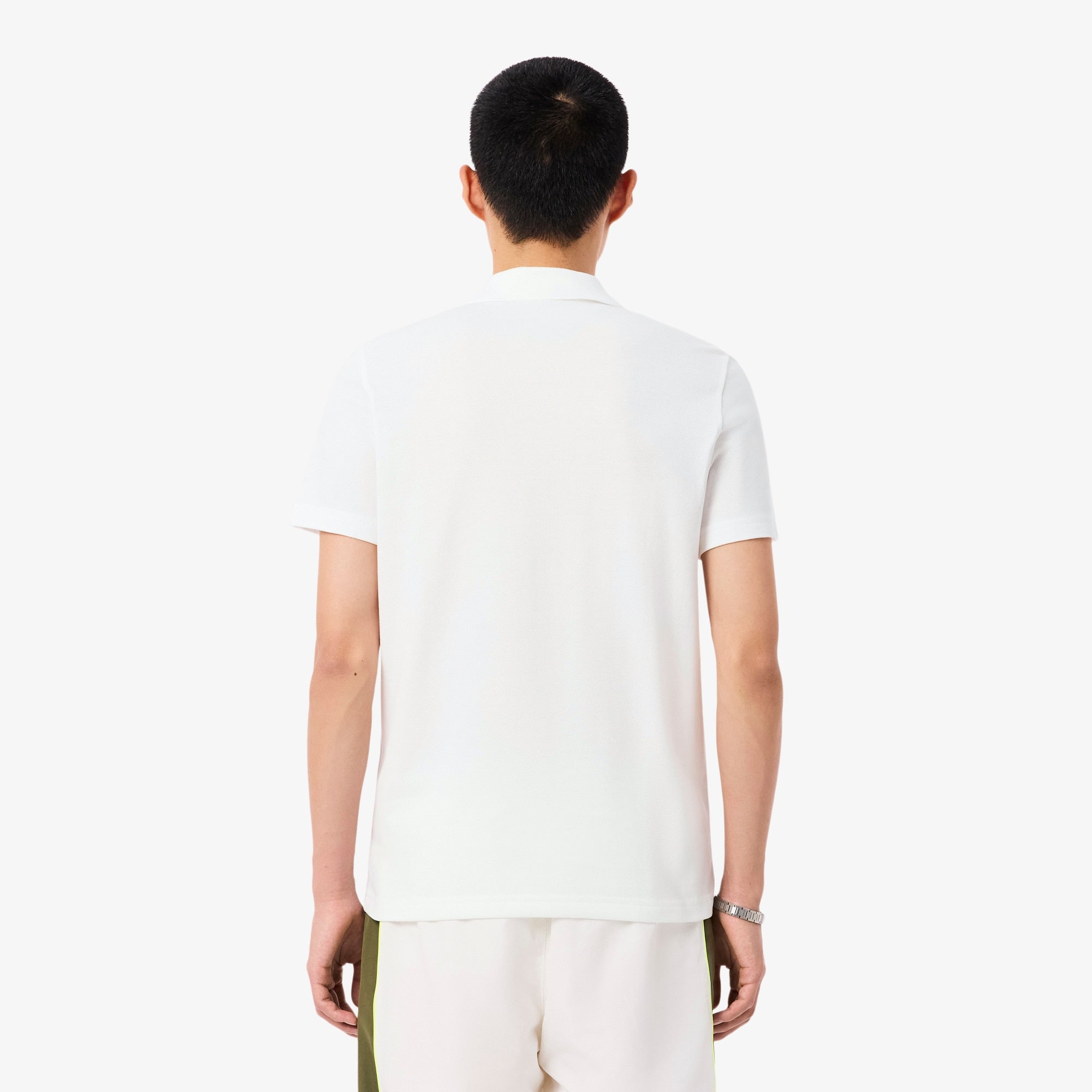 Men's Regular Fit Colorblock Petit Piqué Polo - White / Khaki Green / Purple