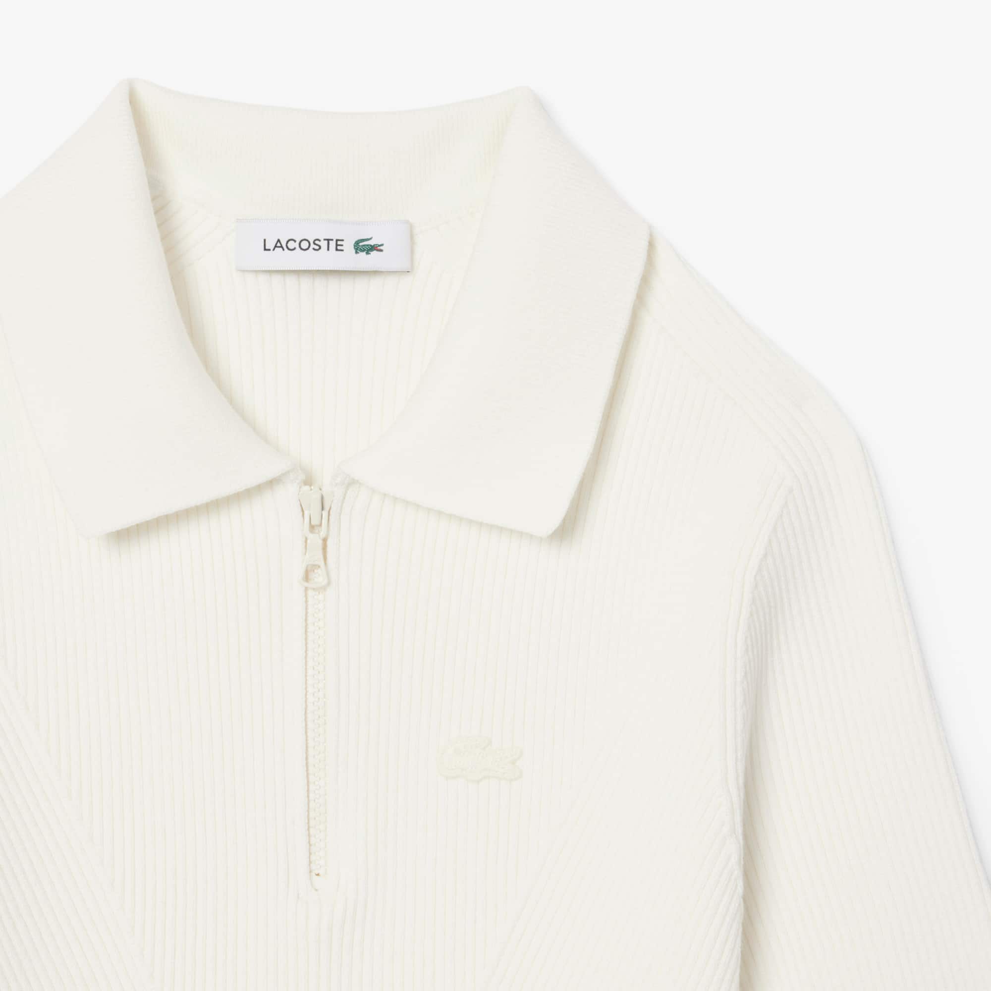 Women's 3D Ribbed Knit Polo - White