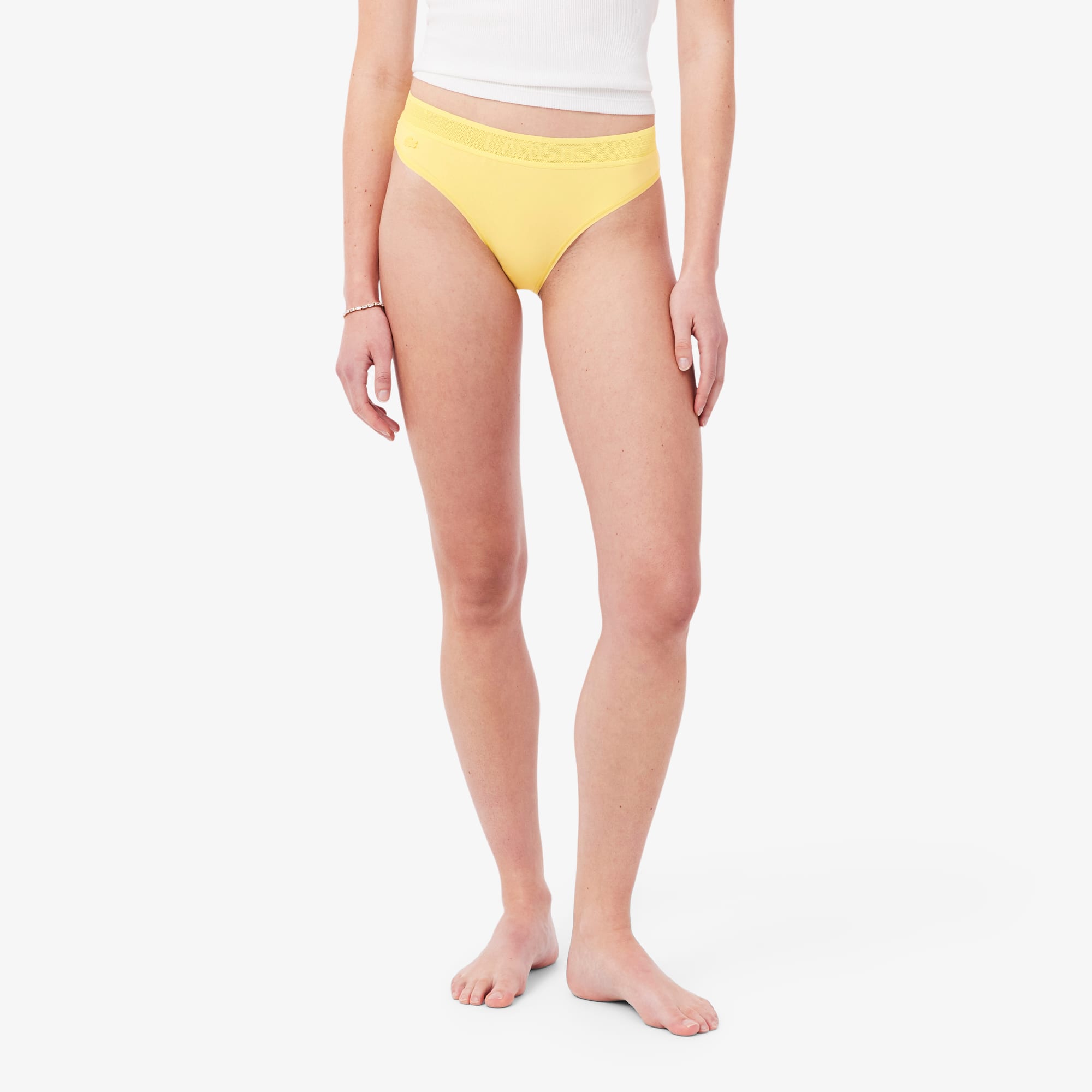 Logo Waist Mesh Briefs - Pastel yellow