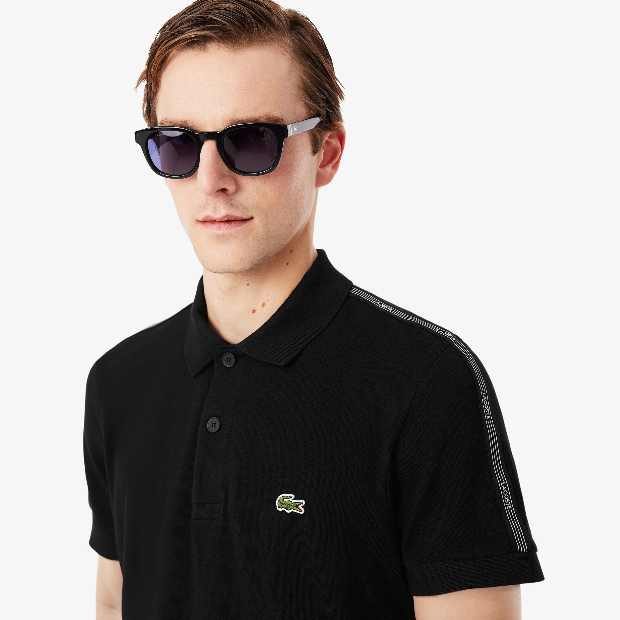 Regular Fit Logo Stripe Polo - Black