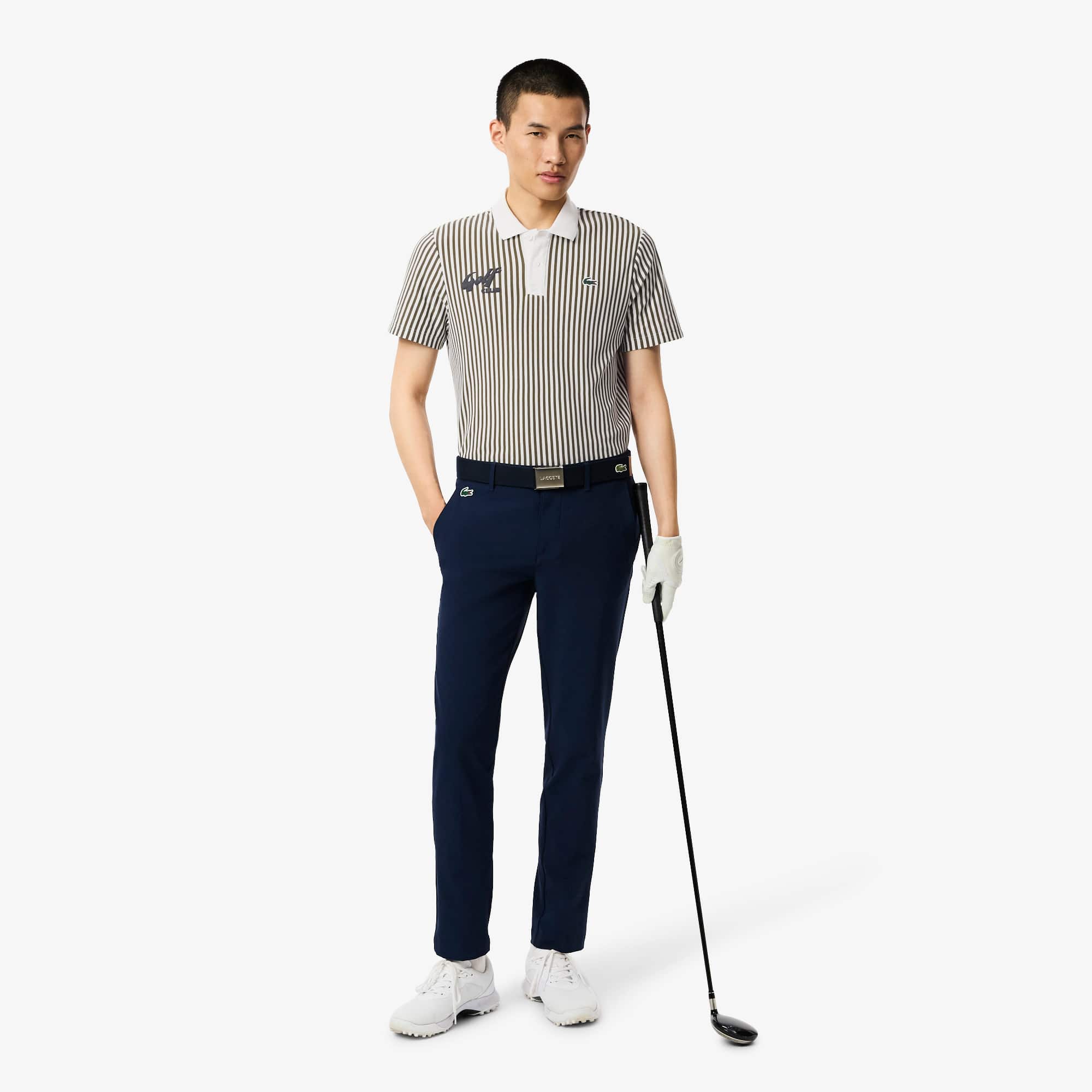 Men's Thermo-Regulating Striped Golf Polo - Green / White