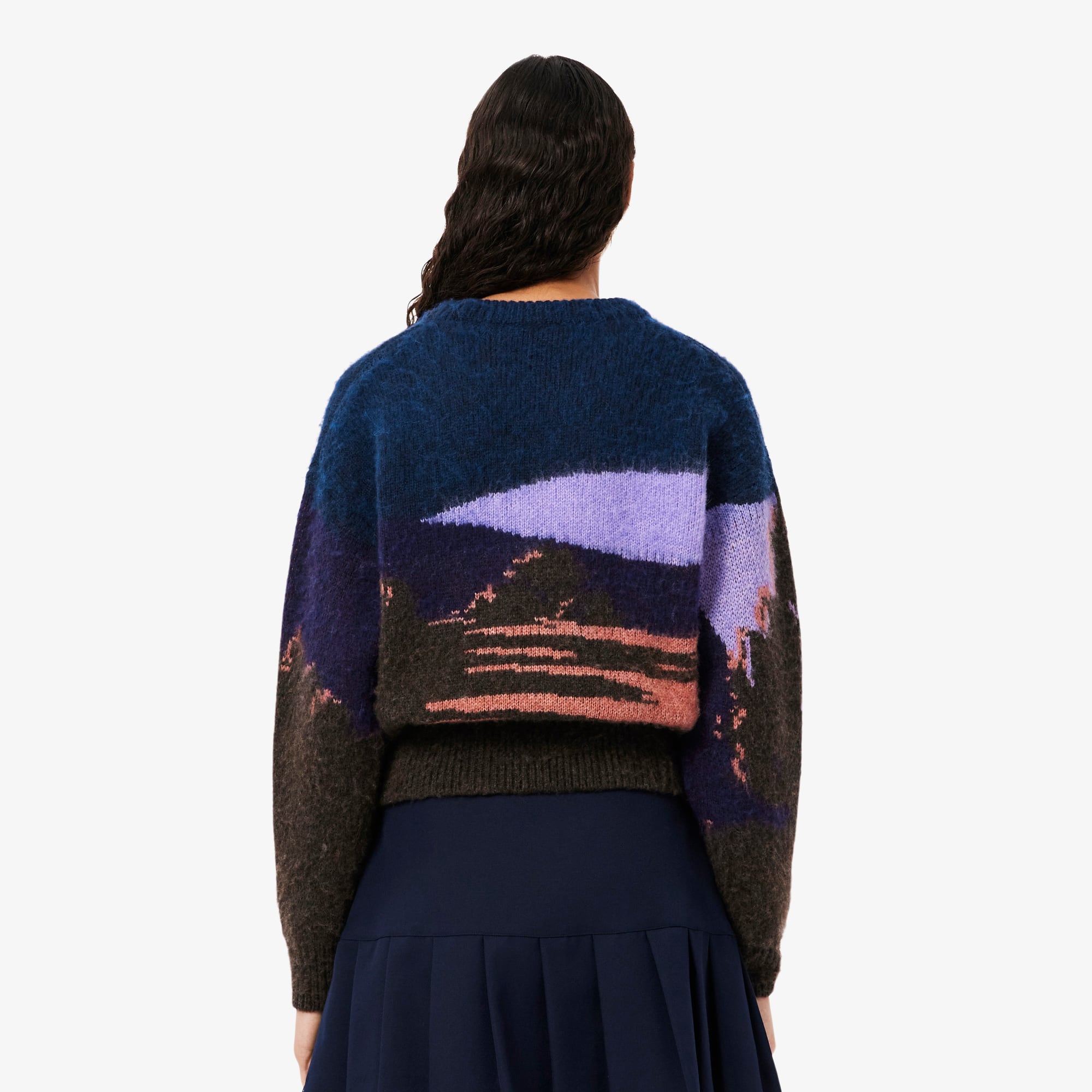 Women's Landscape Wool Sweater - Blue / Brown / Purple / Light Pink