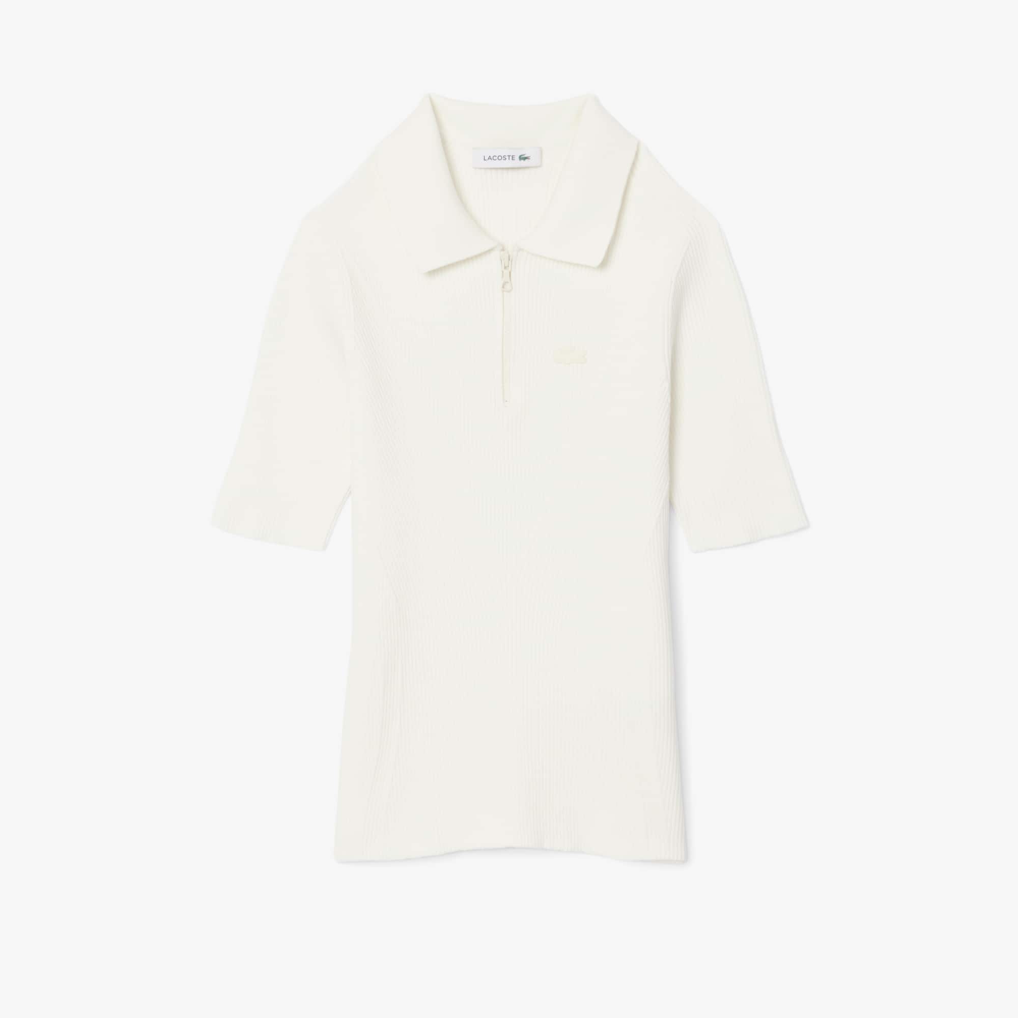 Women's 3D Ribbed Knit Polo - White