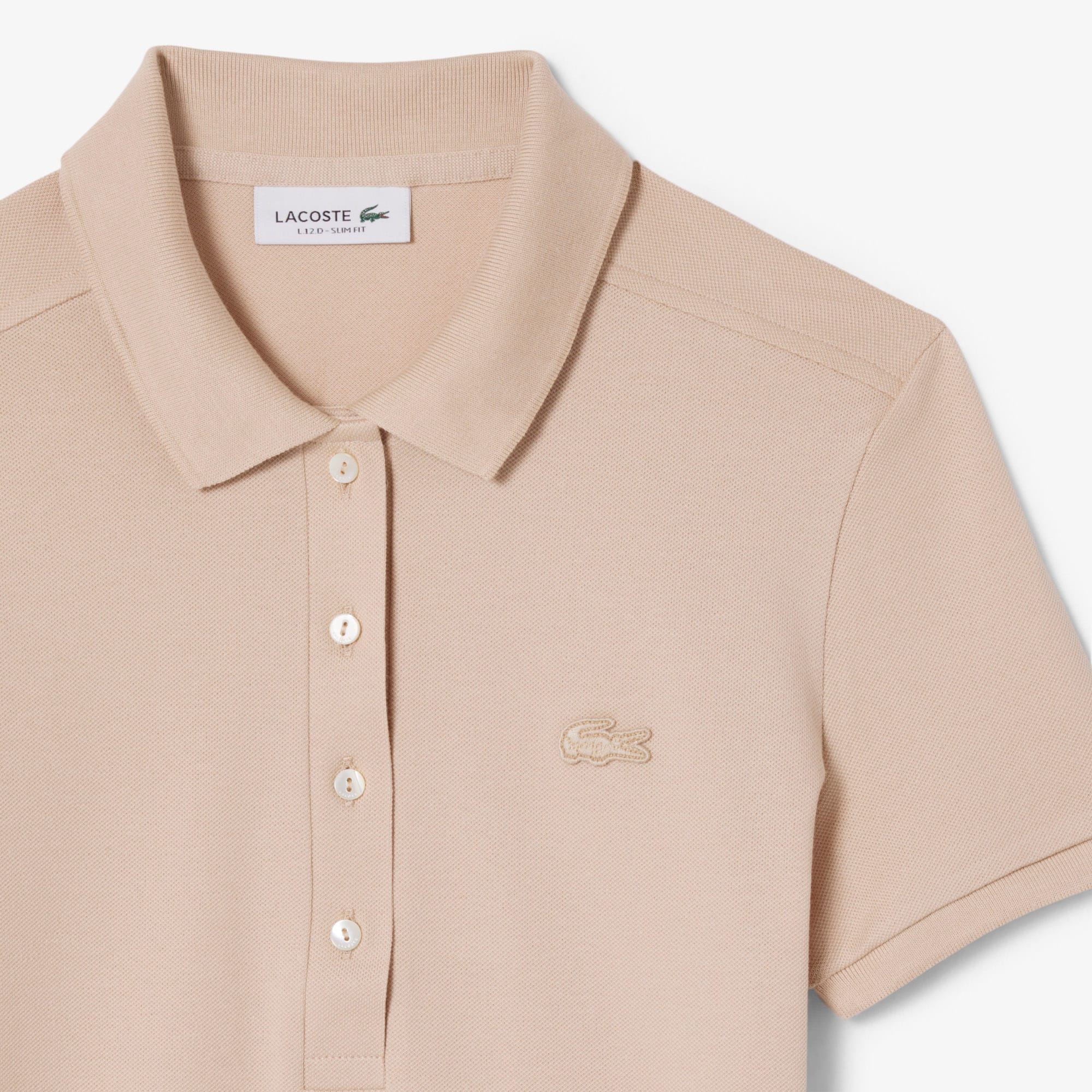 Women's L.12.D Slim Fit Stretch Mini Piqué Polo - Beige