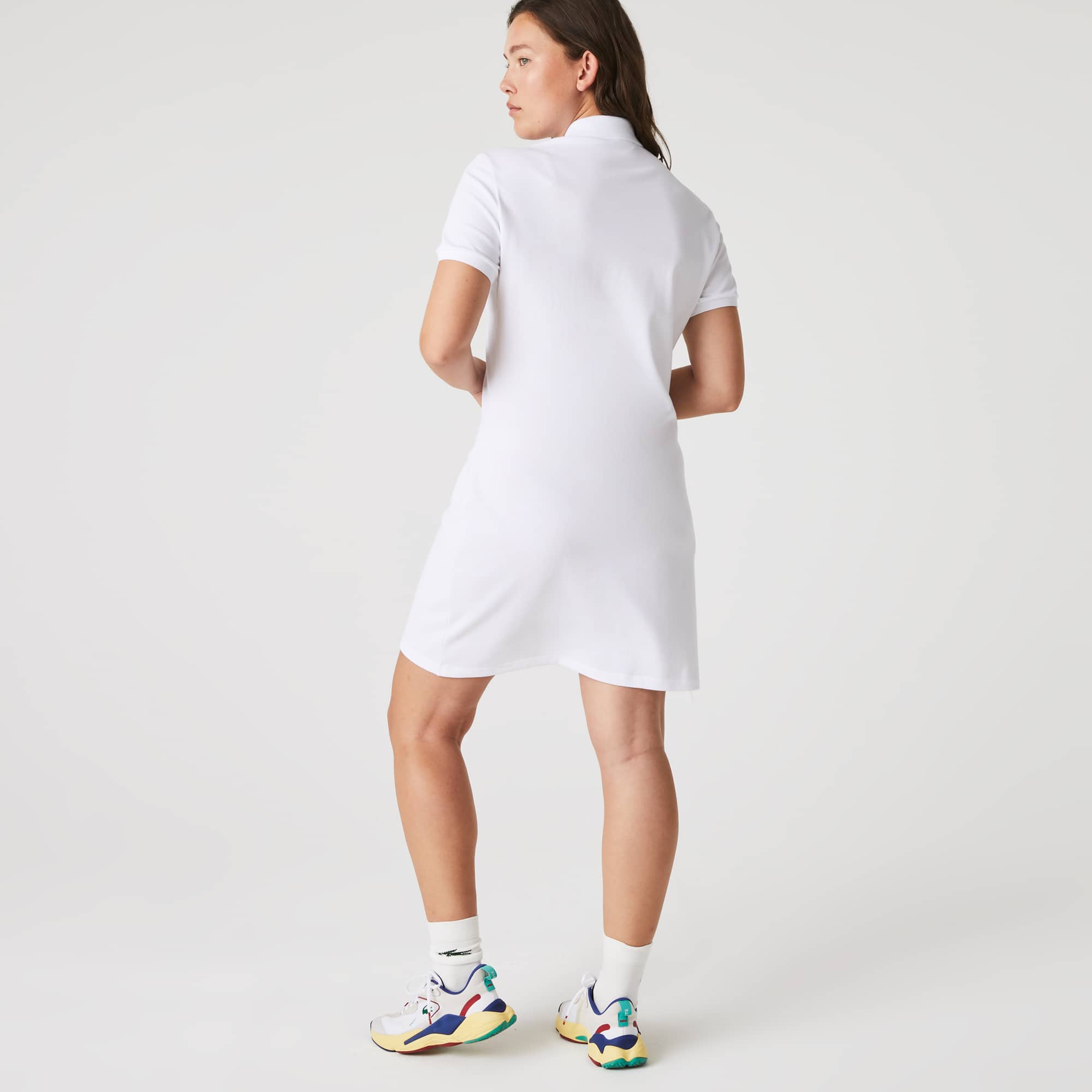 Women's Slim Fit Stretch Mini Piqué Polo Dress - White