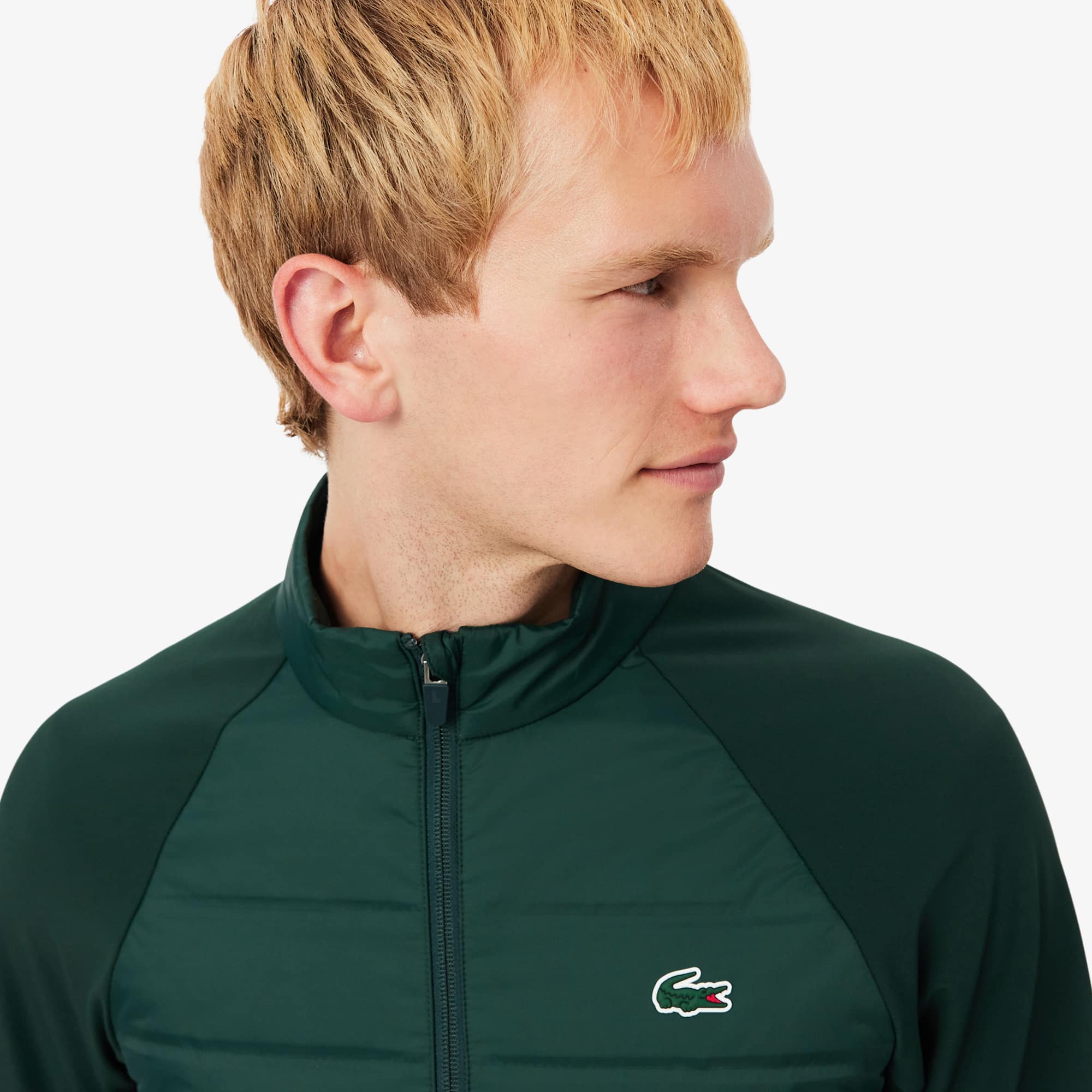 Men's High-Neck Quilted Golf Jacket - Green