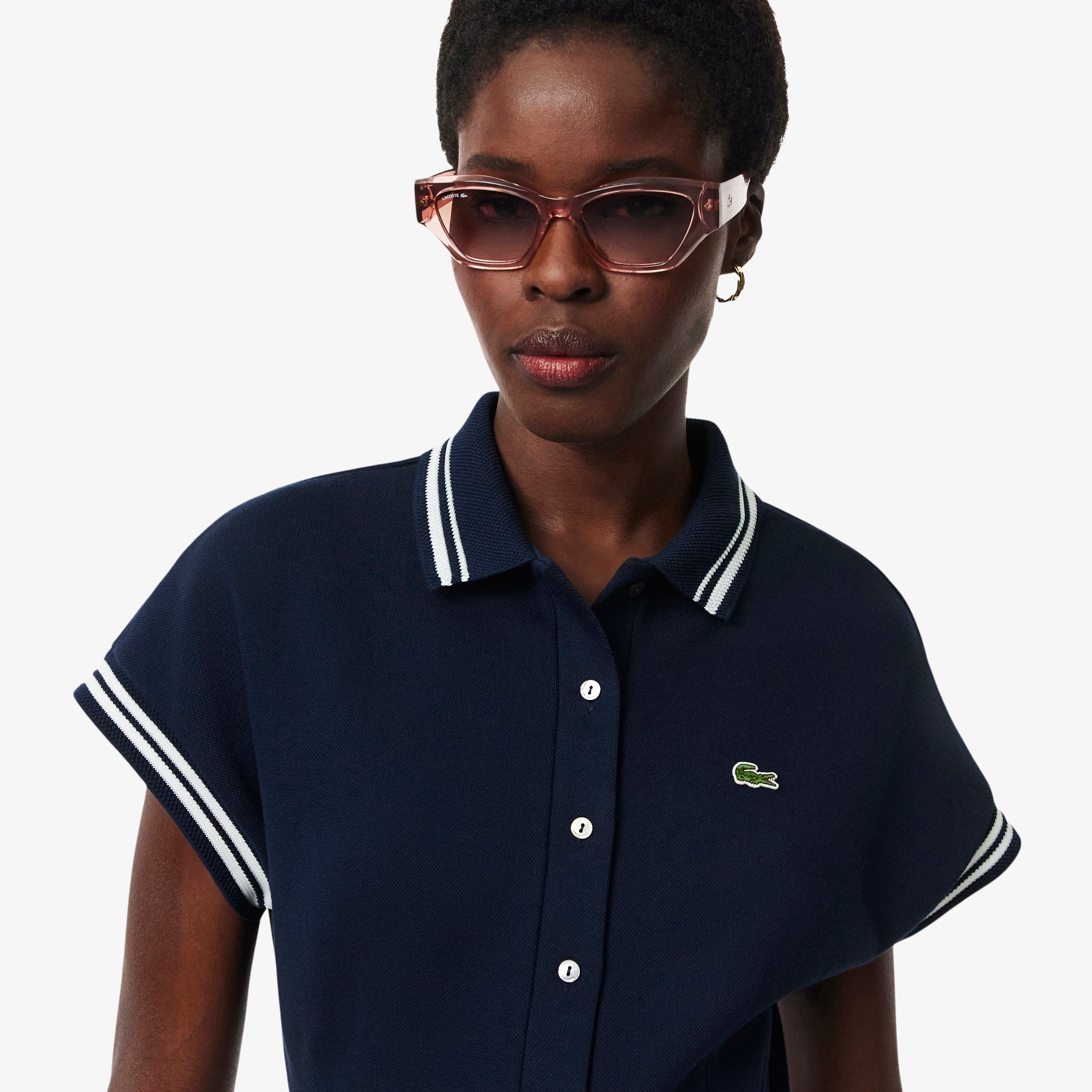 Made In France Polo Collar Playsuit - Navy Blue / White