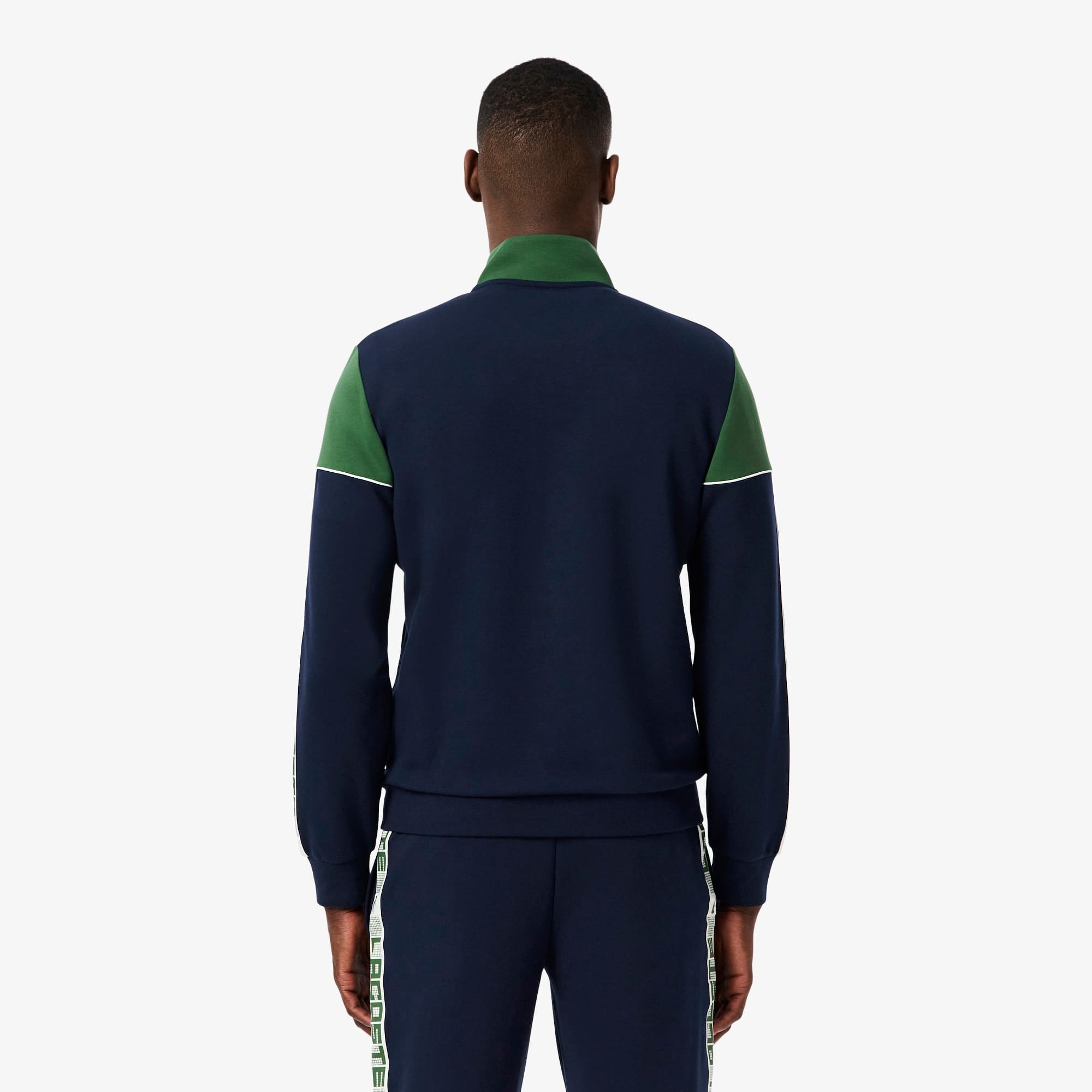 Men's Tennis Zip-Up Colorblock Sweatshirt - Navy Blue / Green
