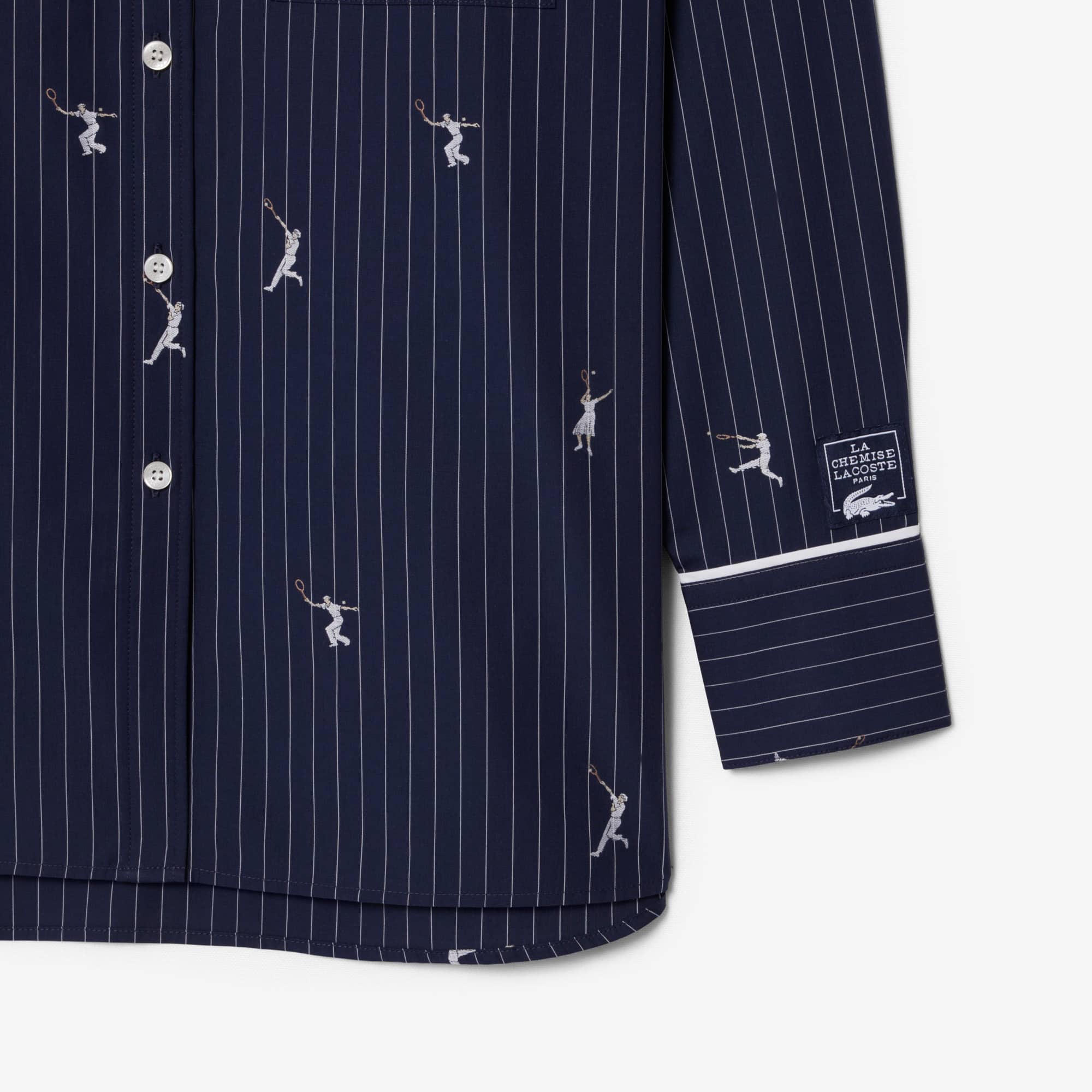 Oversized Shirt with Motifs - Navy Blue / White