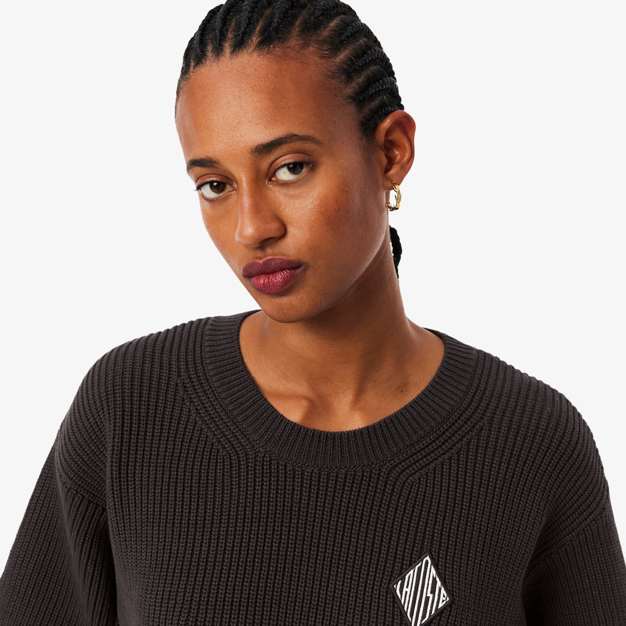 Cotton Crew Neck Sweater - Brown