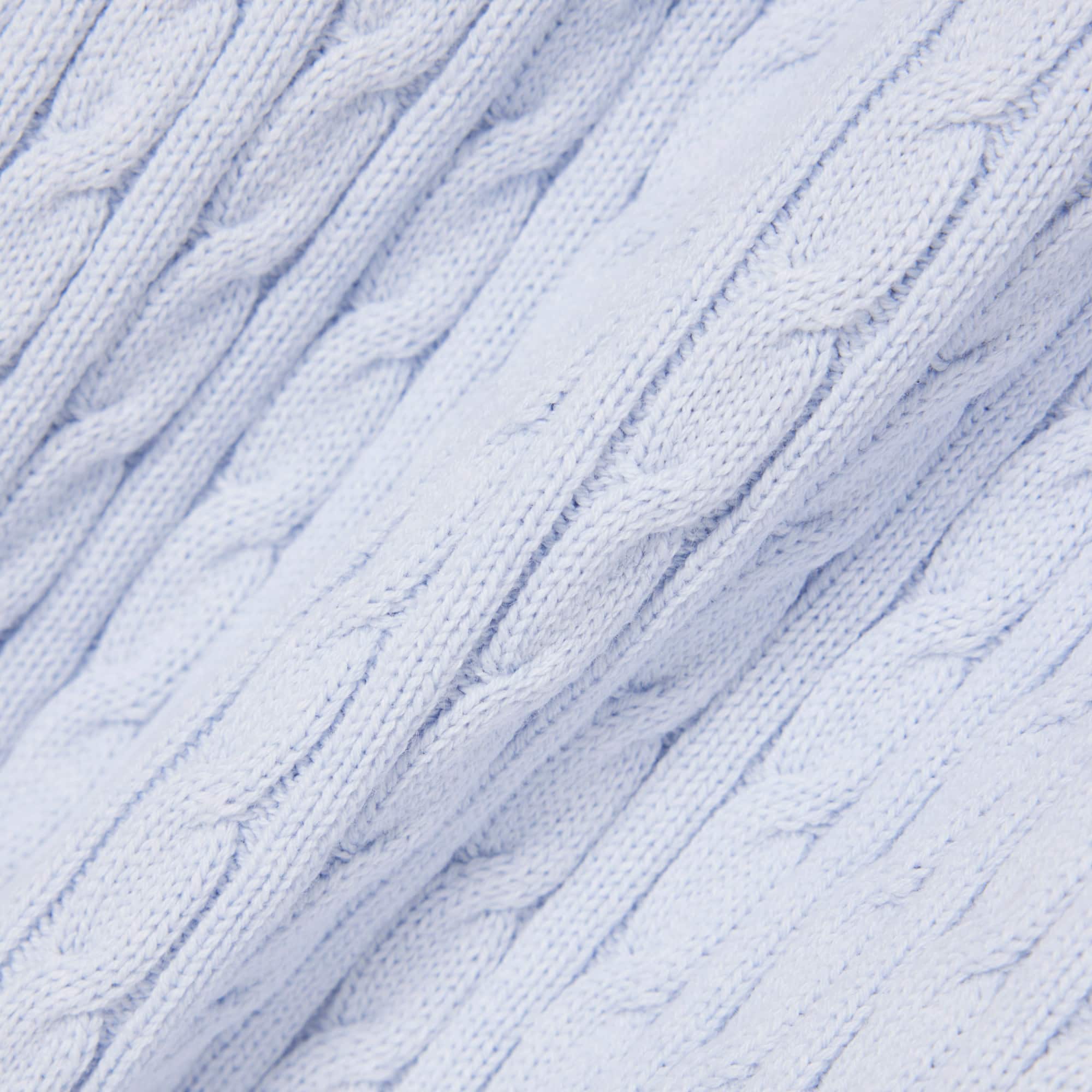 Striped Cable Knit Polo Collar Sweater - Phoenix blue