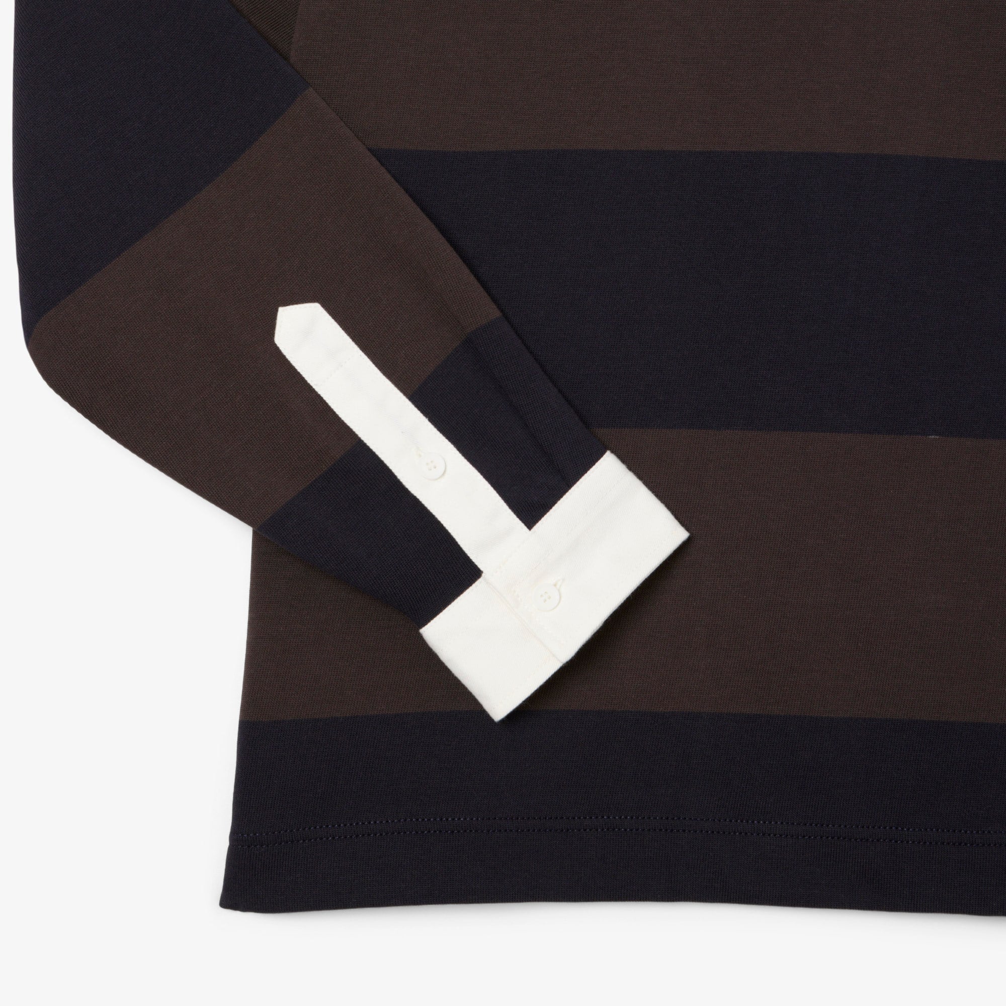 Men's Relaxed Fit Striped Rugby Polo - Navy Blue / Brown