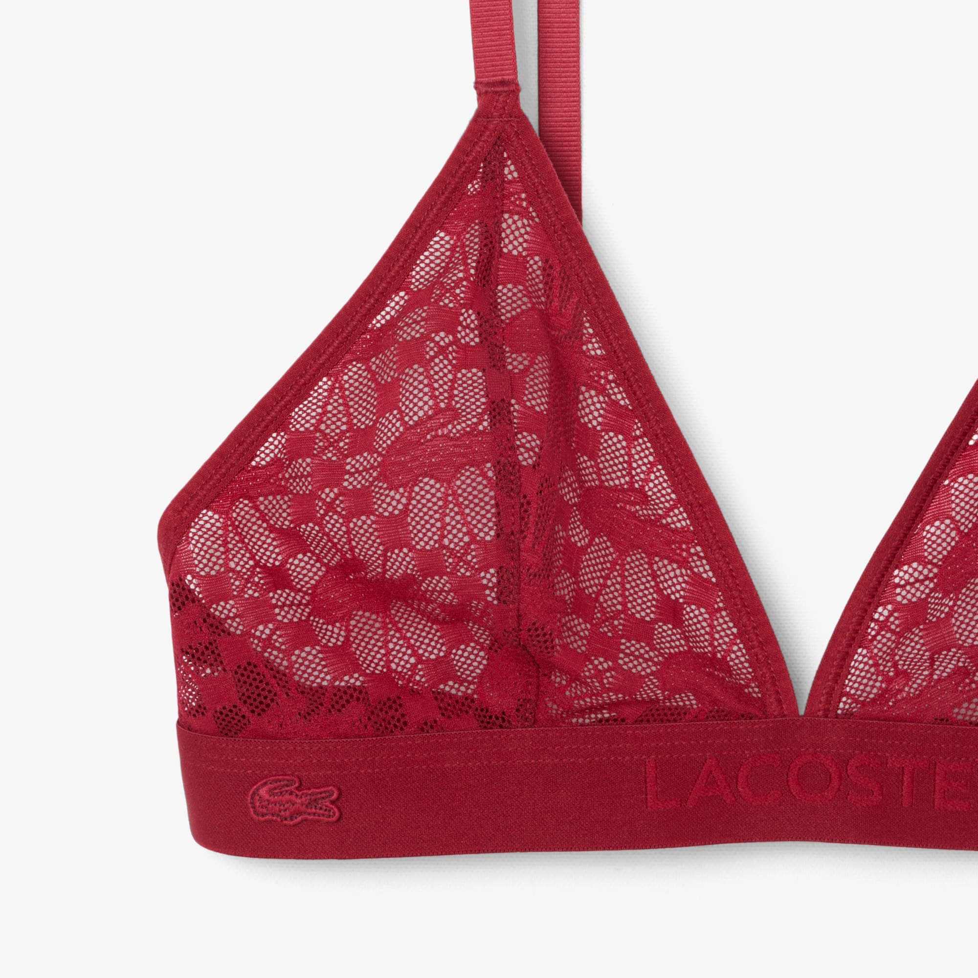 Logo Lace Triangle Bralette - Bordeaux