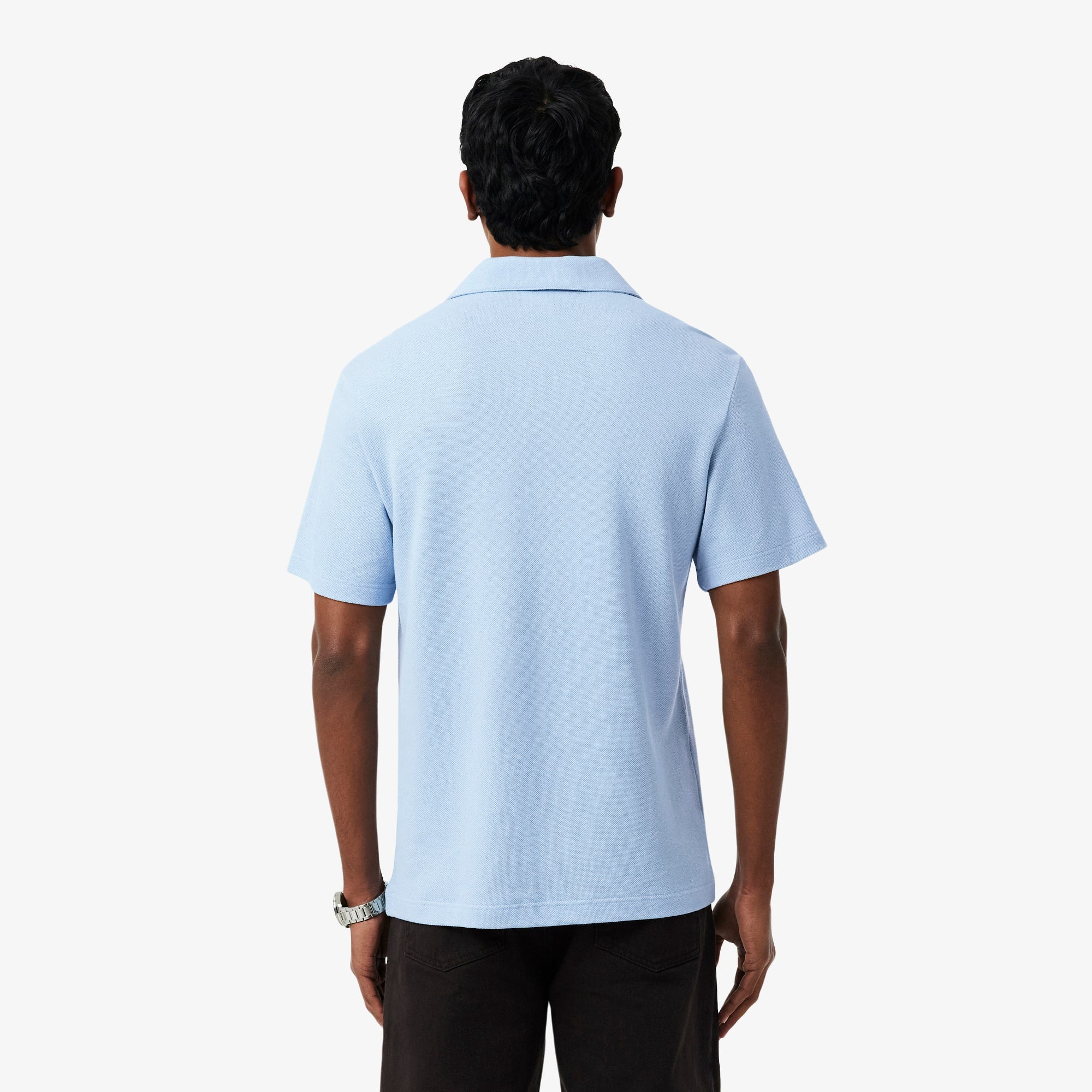 Classic Fit Cotton-Linen Polo - Light Blue