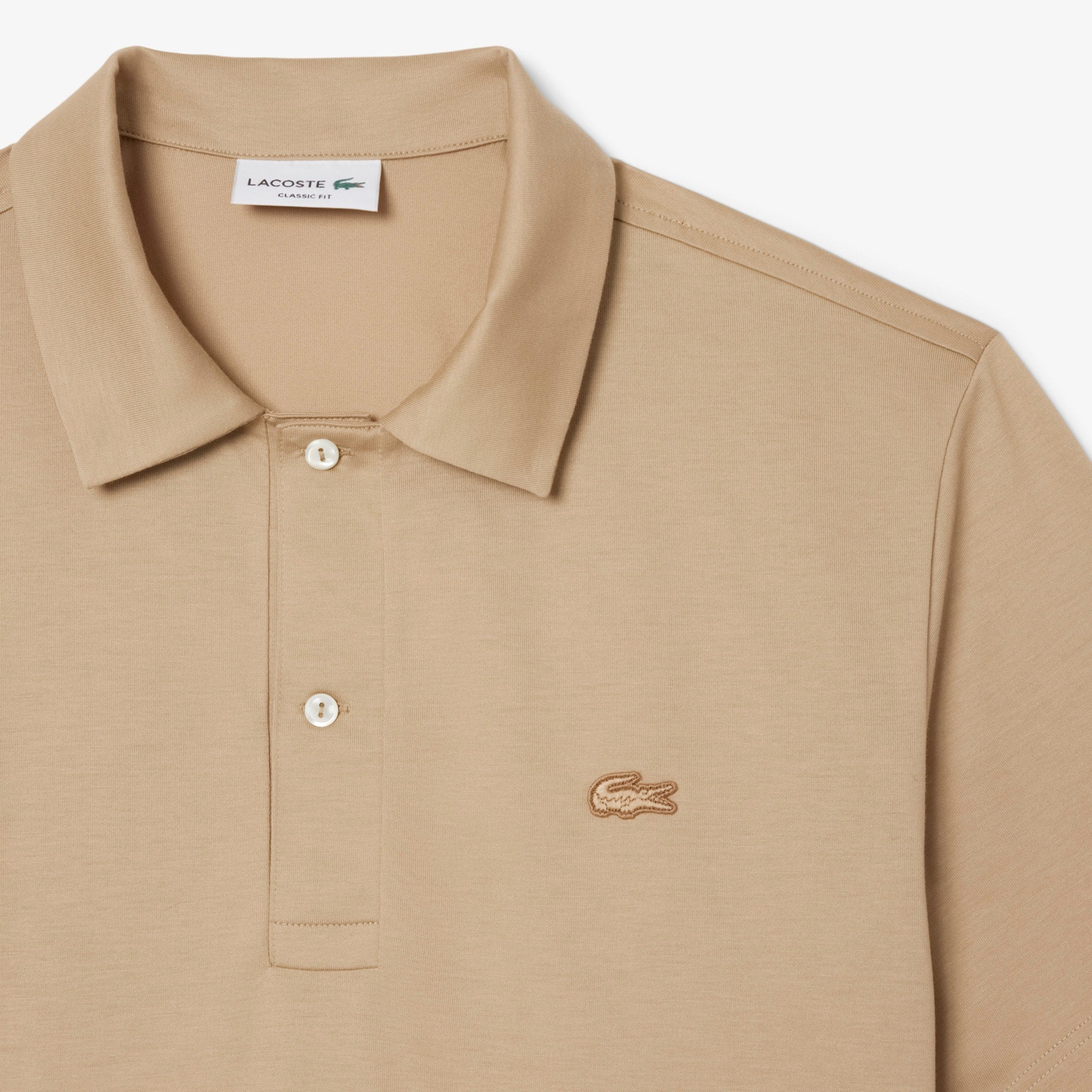 Men's Paris Classic Fit Open Neck Embroidered Polo - Beige