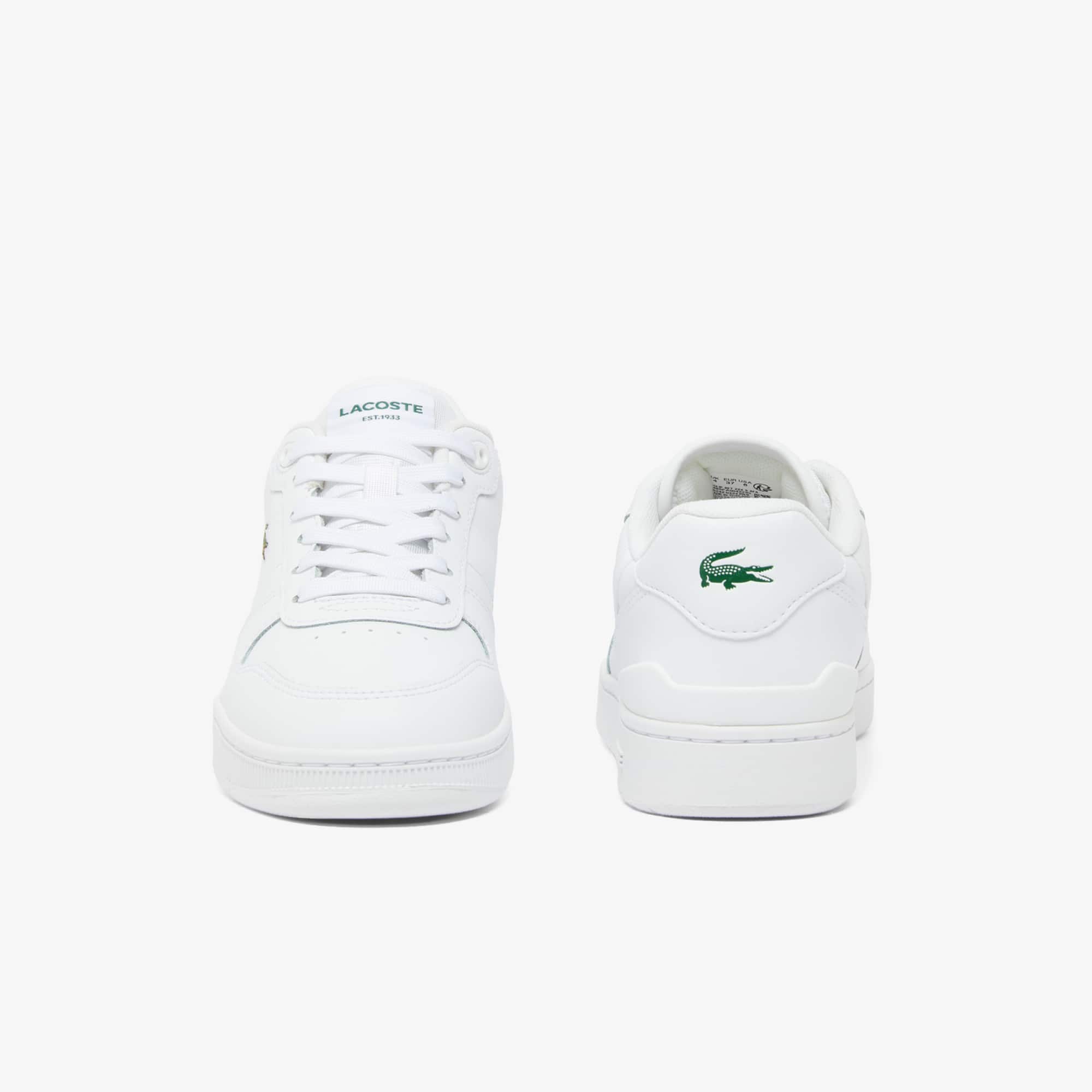 Women's T-Clip Set Leather Sneakers - WHITE/WHITE