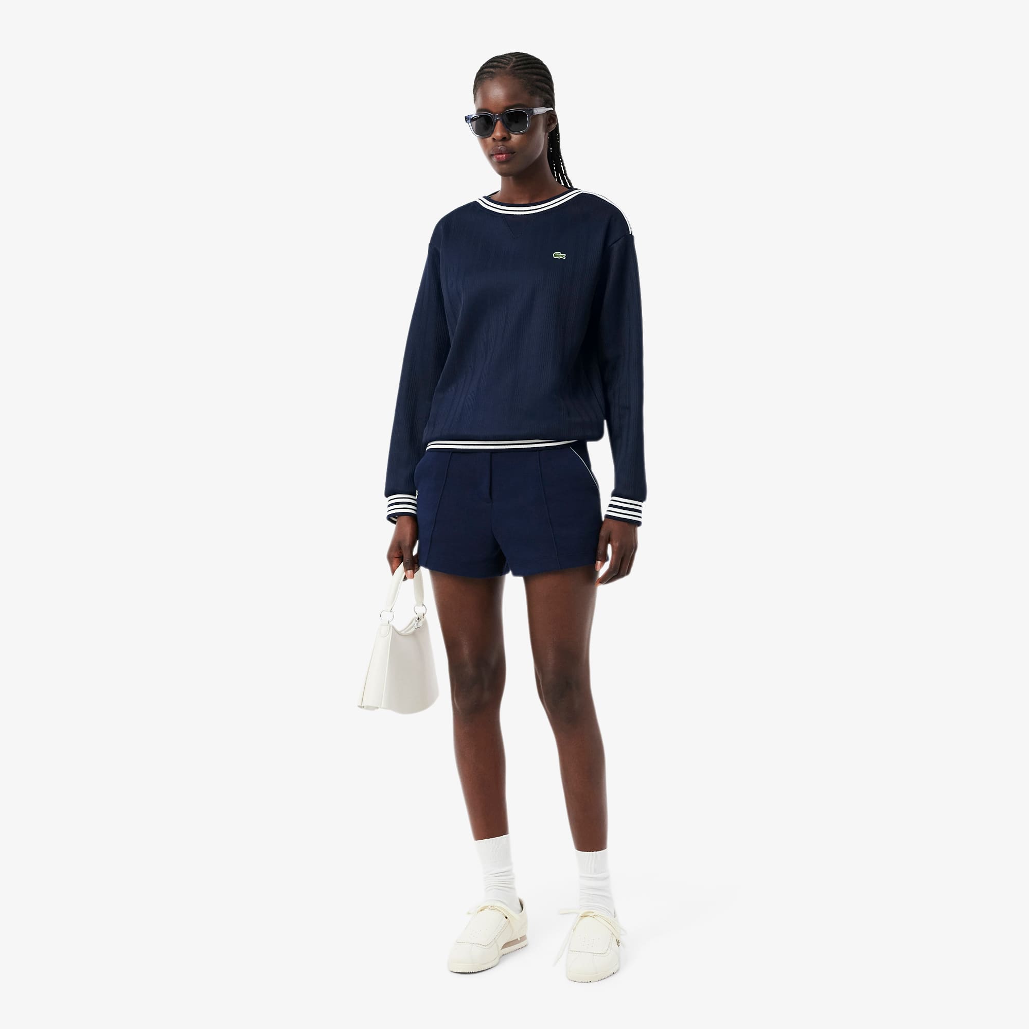 Made In France Boat Neck Sweatshirt - Navy Blue / White