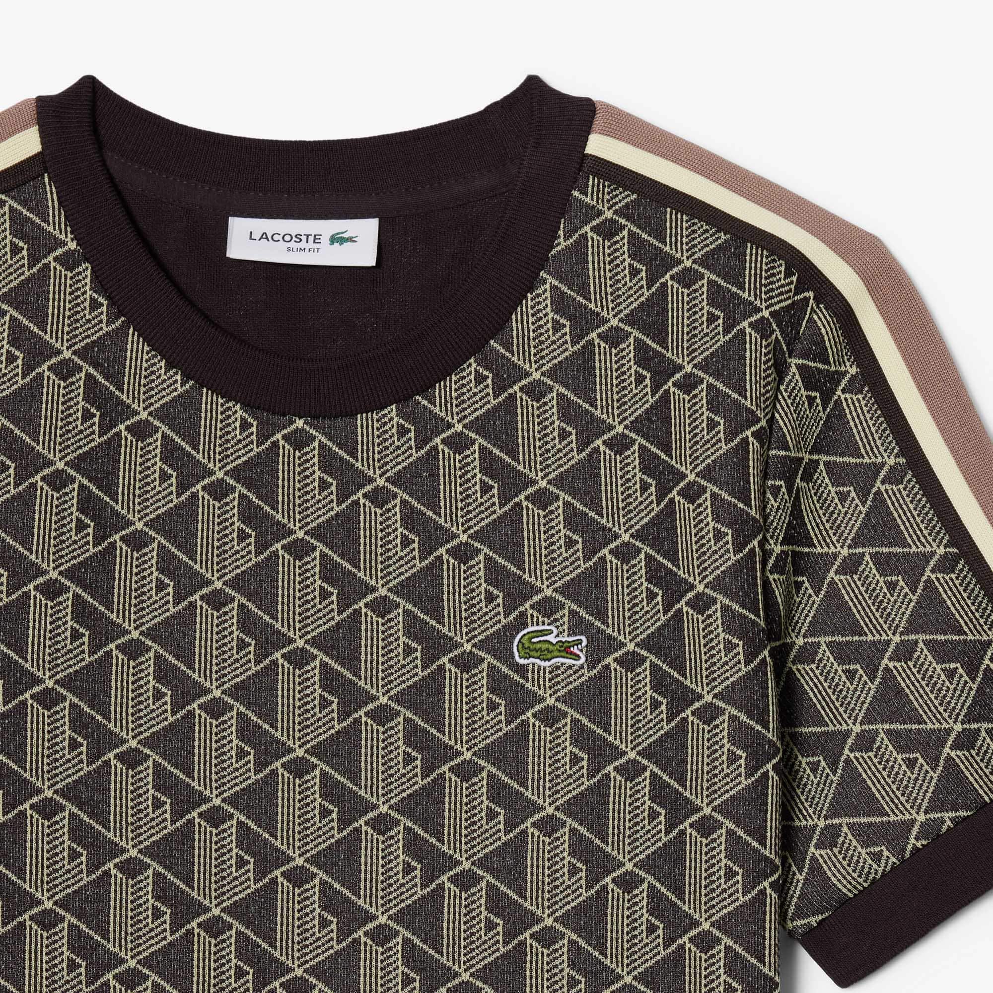 Women's Slim Fit Monogram T-Shirt - Marron / Jaune