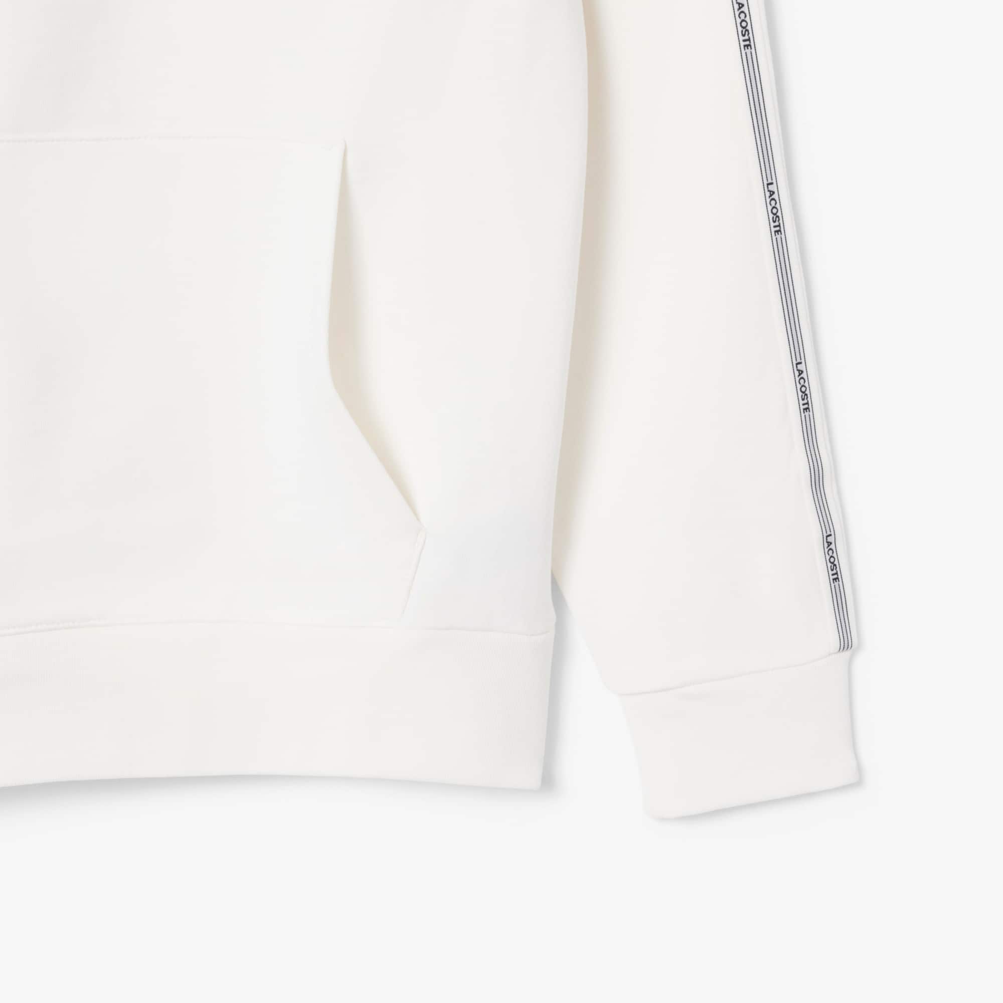 Logo Stripe Zipped Hoodie - White