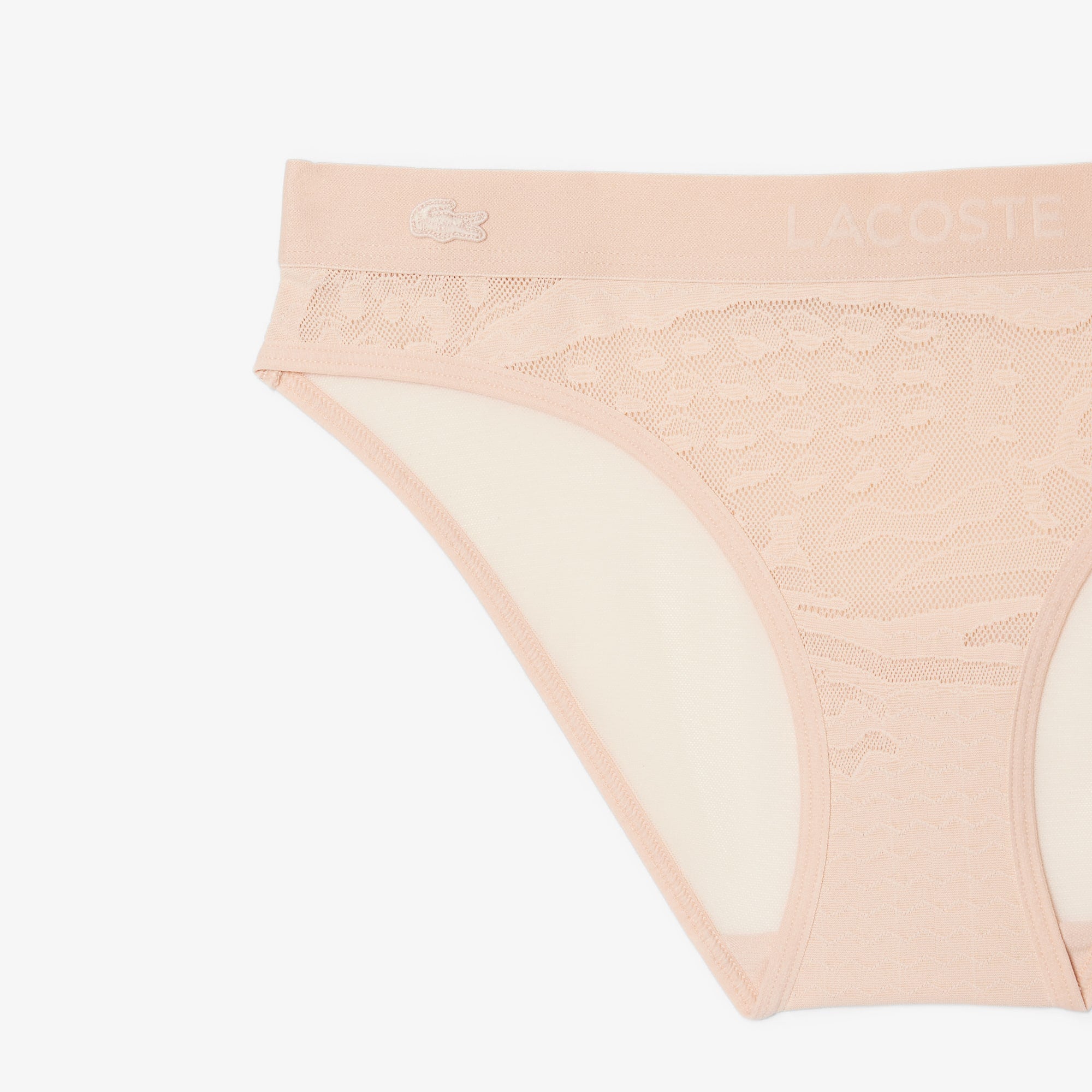 Branded Waist Mesh Briefs - Beige