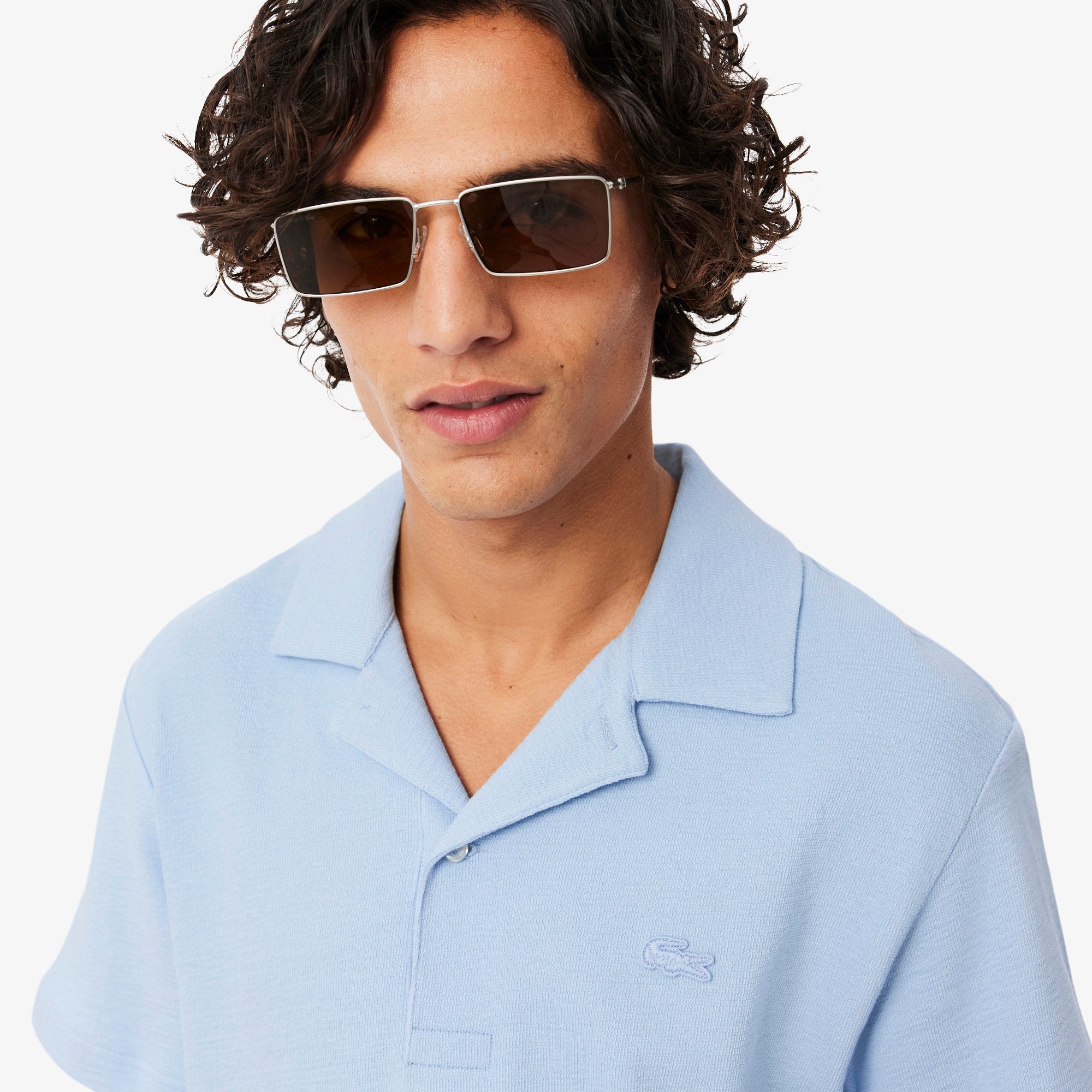 Classic Fit Textured Polo - Light Blue