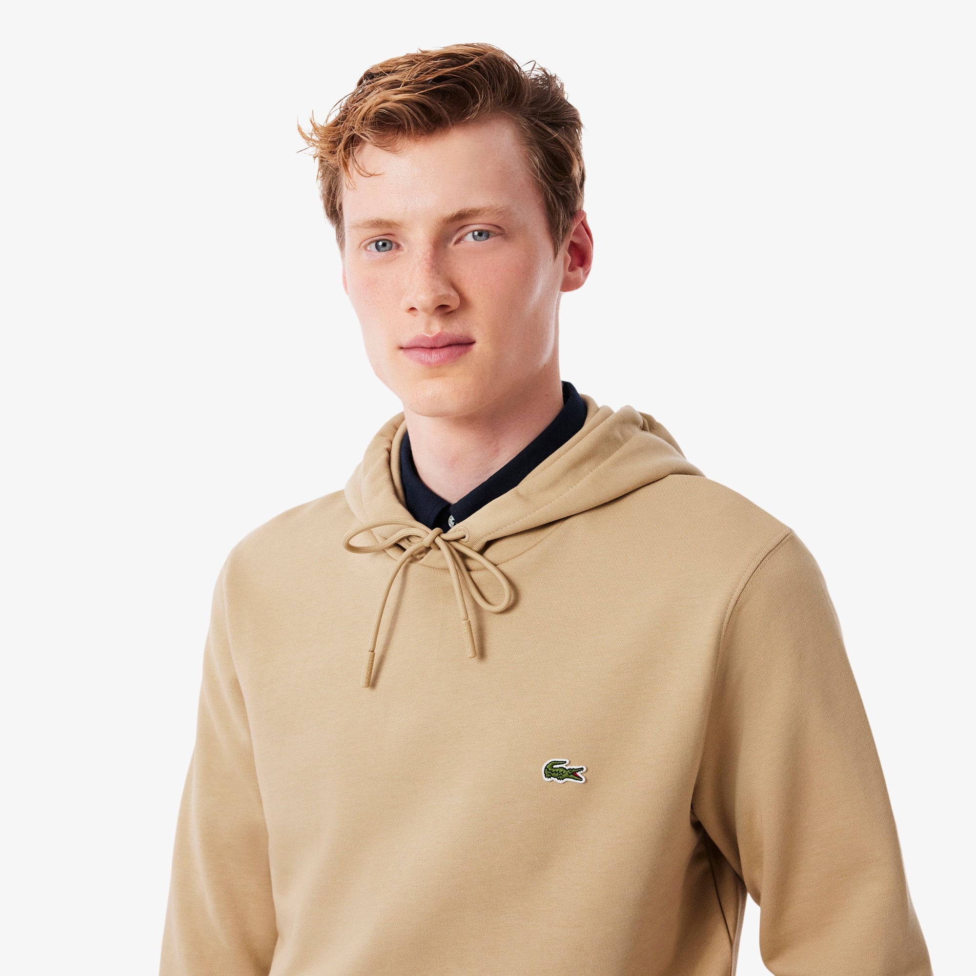 Men's Cotton Fleece Hoodie - Beige