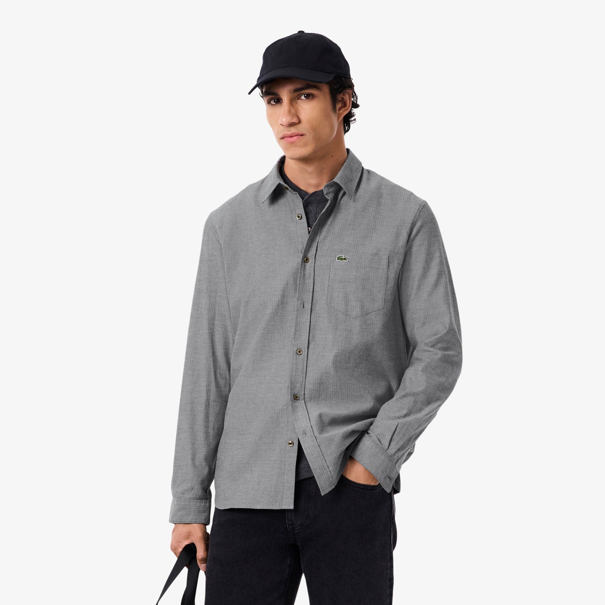 Men's Regular Fit Cotton Shirt - Navy Blue / White