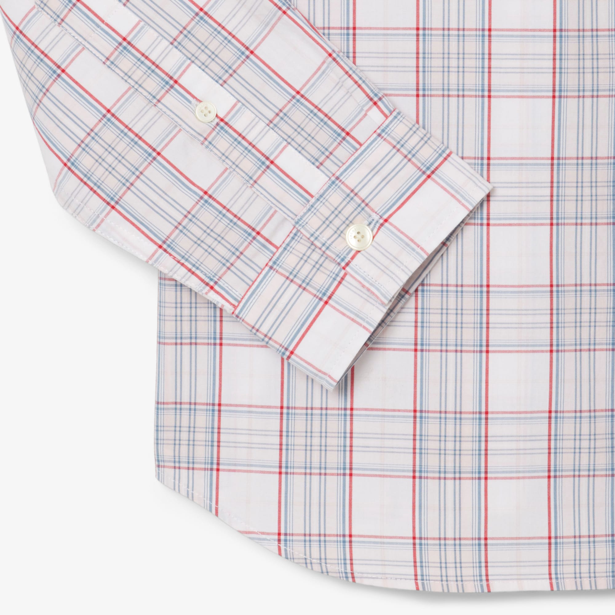 Men's Slim Fit Stretch Plaid Shirt - White / Light Pink / Red / Blue