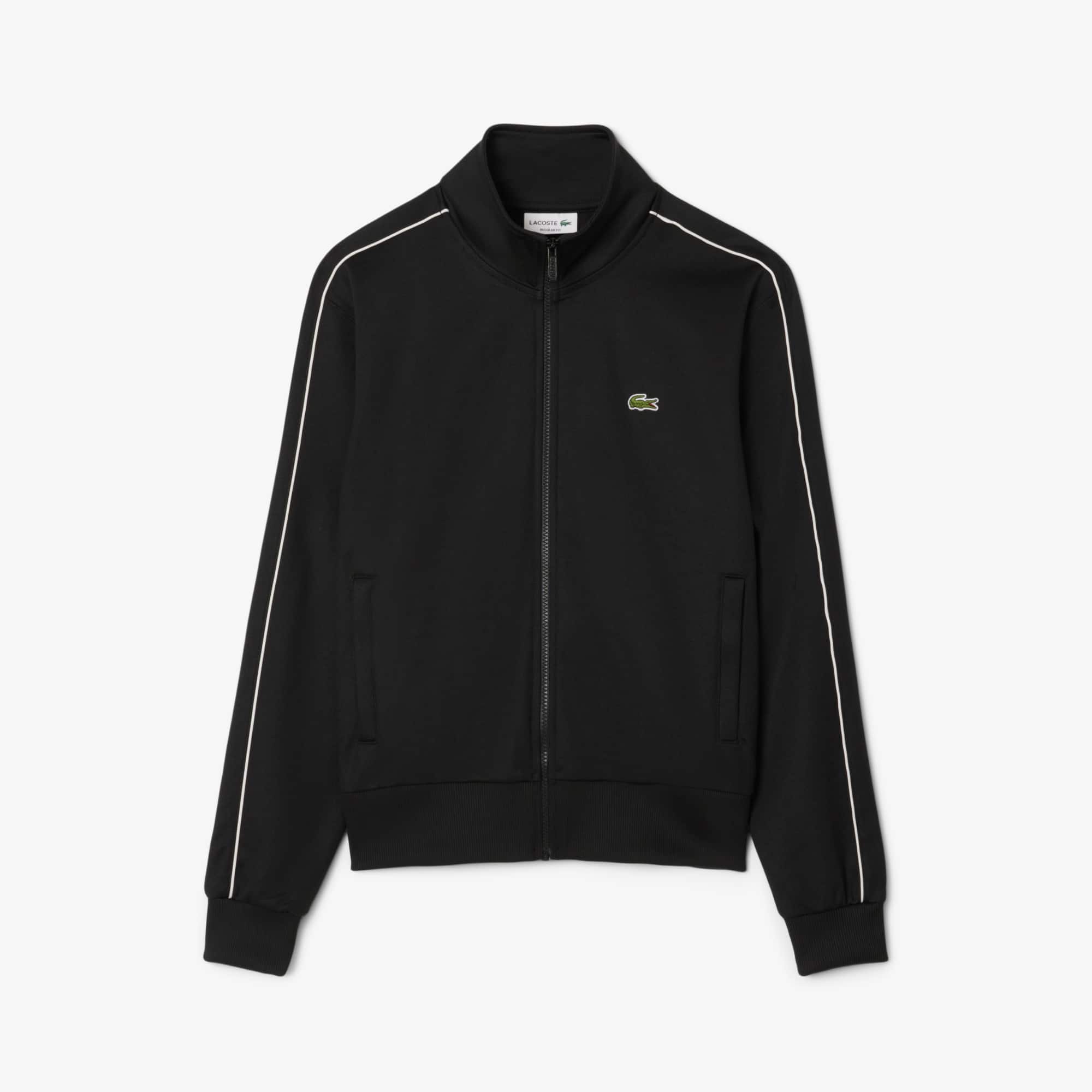 Men's Paris Piqué Zip-Up Track Jacket - Black