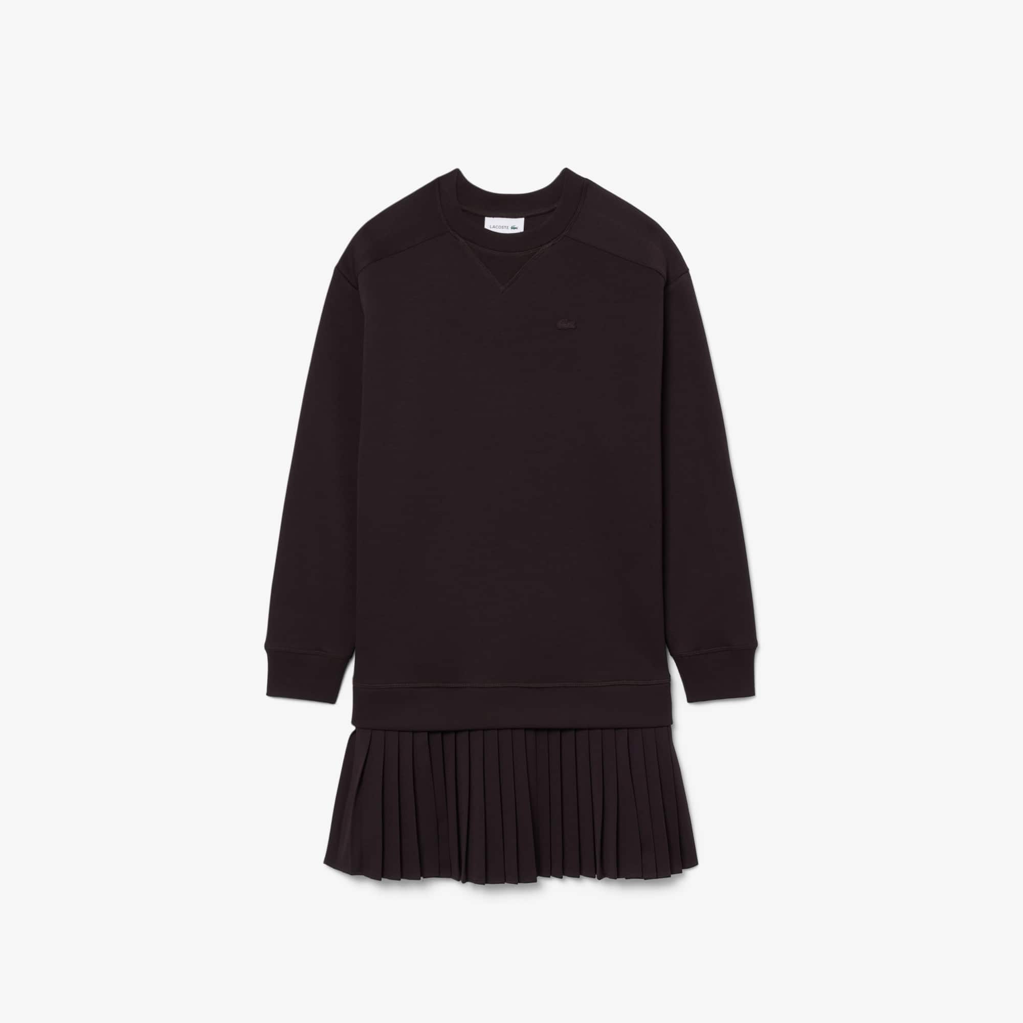 Oversized Cotton Sweatshirt Dress - Brown