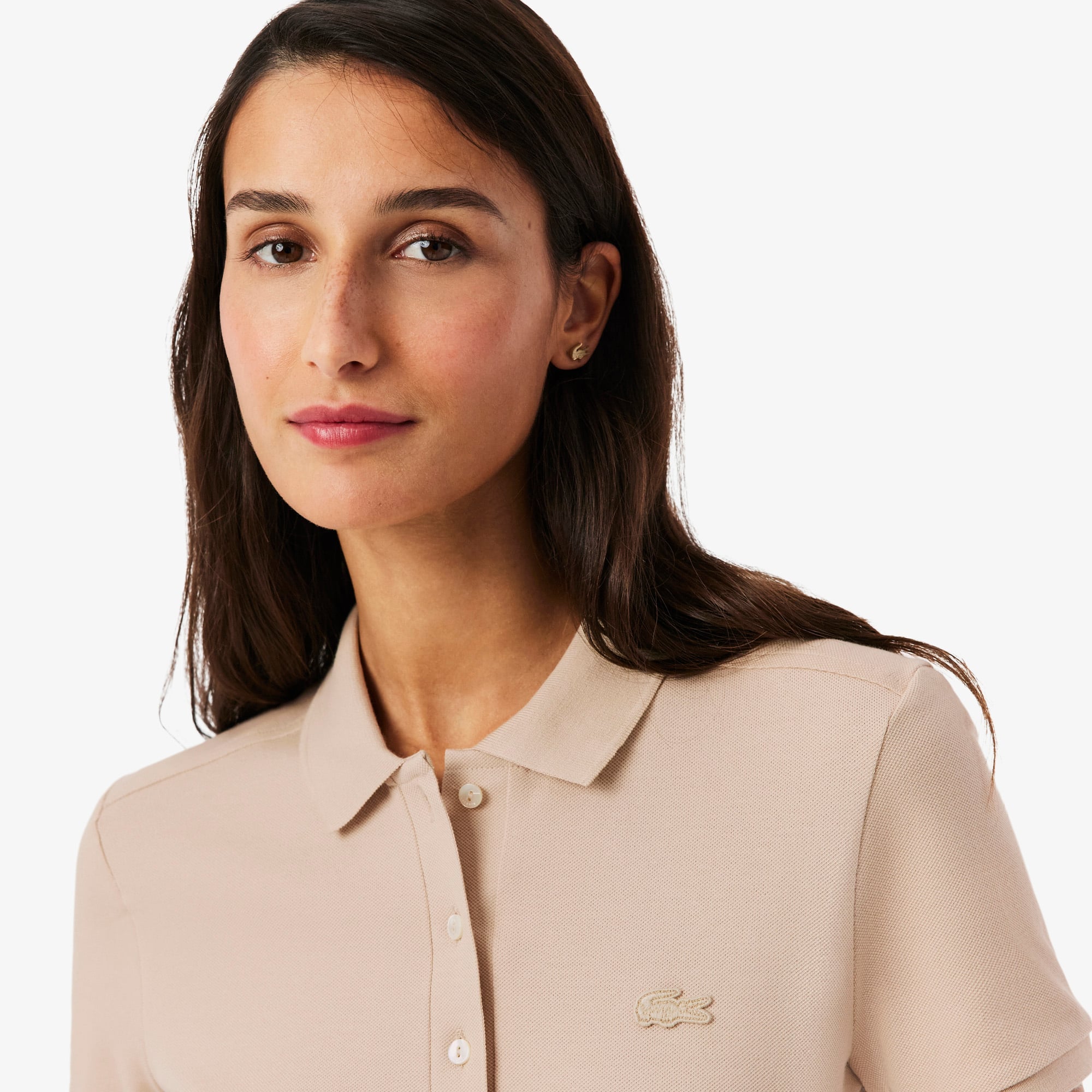 Women's L.12.D Slim Fit Stretch Mini Piqué Polo - Beige