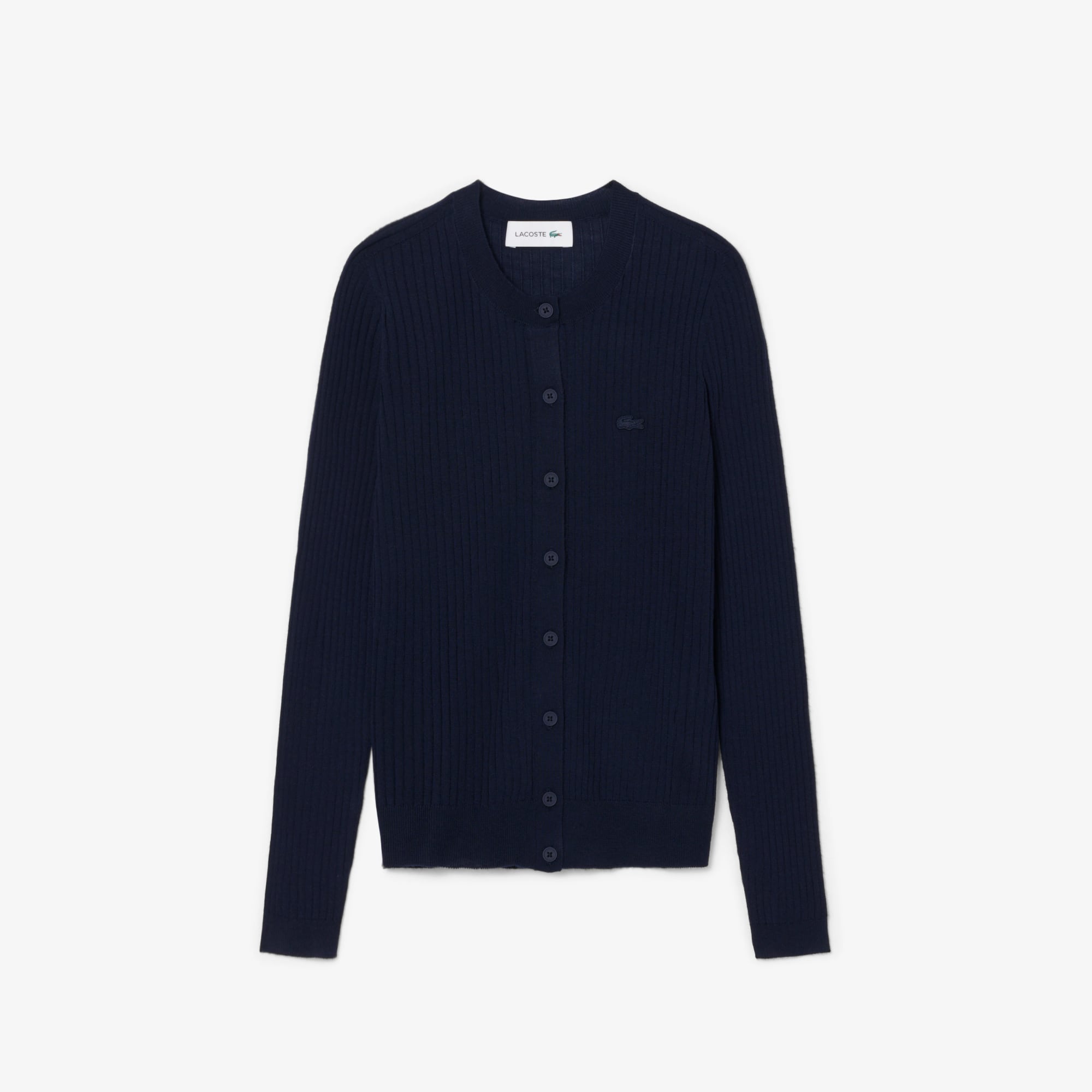 Women's Rib Knit Merino Wool Cardigan - Navy Blue