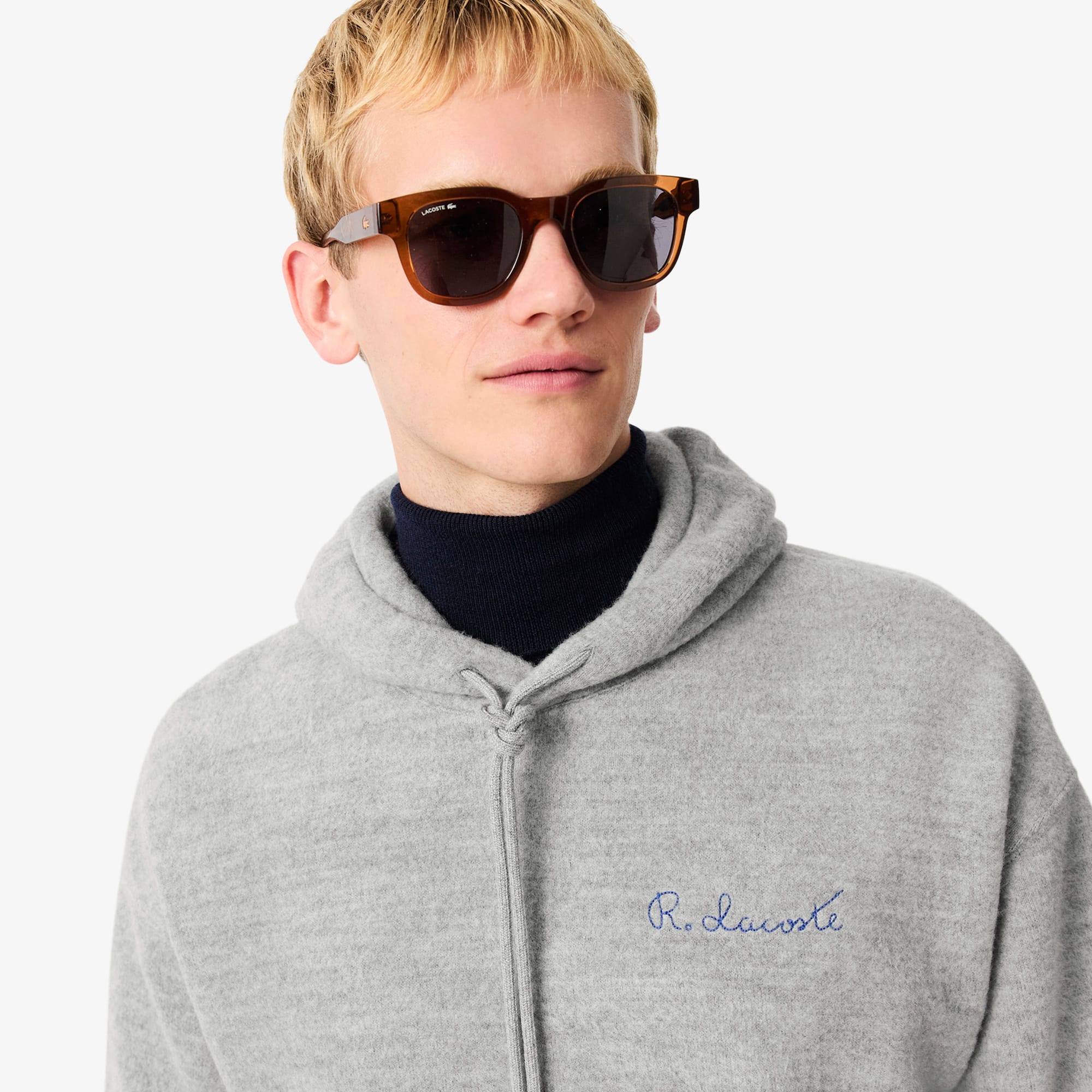 Men's Embroidered Signature Hoodie - Grey Chine
