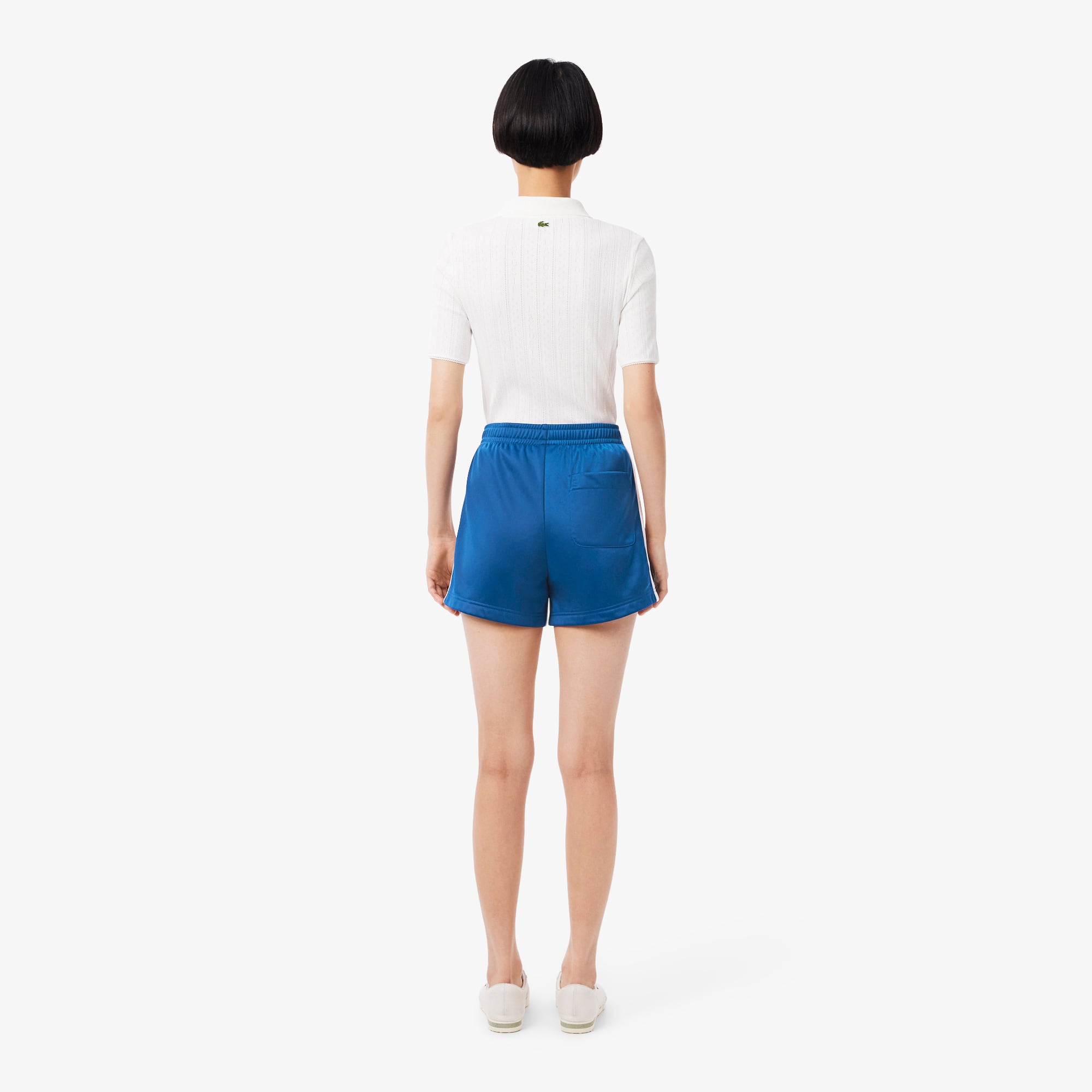 Women's Satin Jersey Pointelle Stripe Shorts - Blue