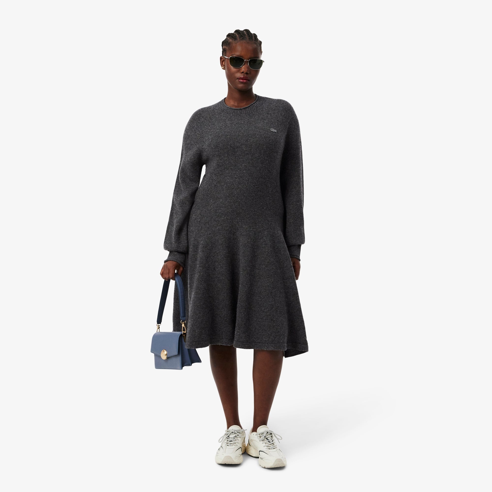 Women's Short Seamless Wool Dress - Grey pitch